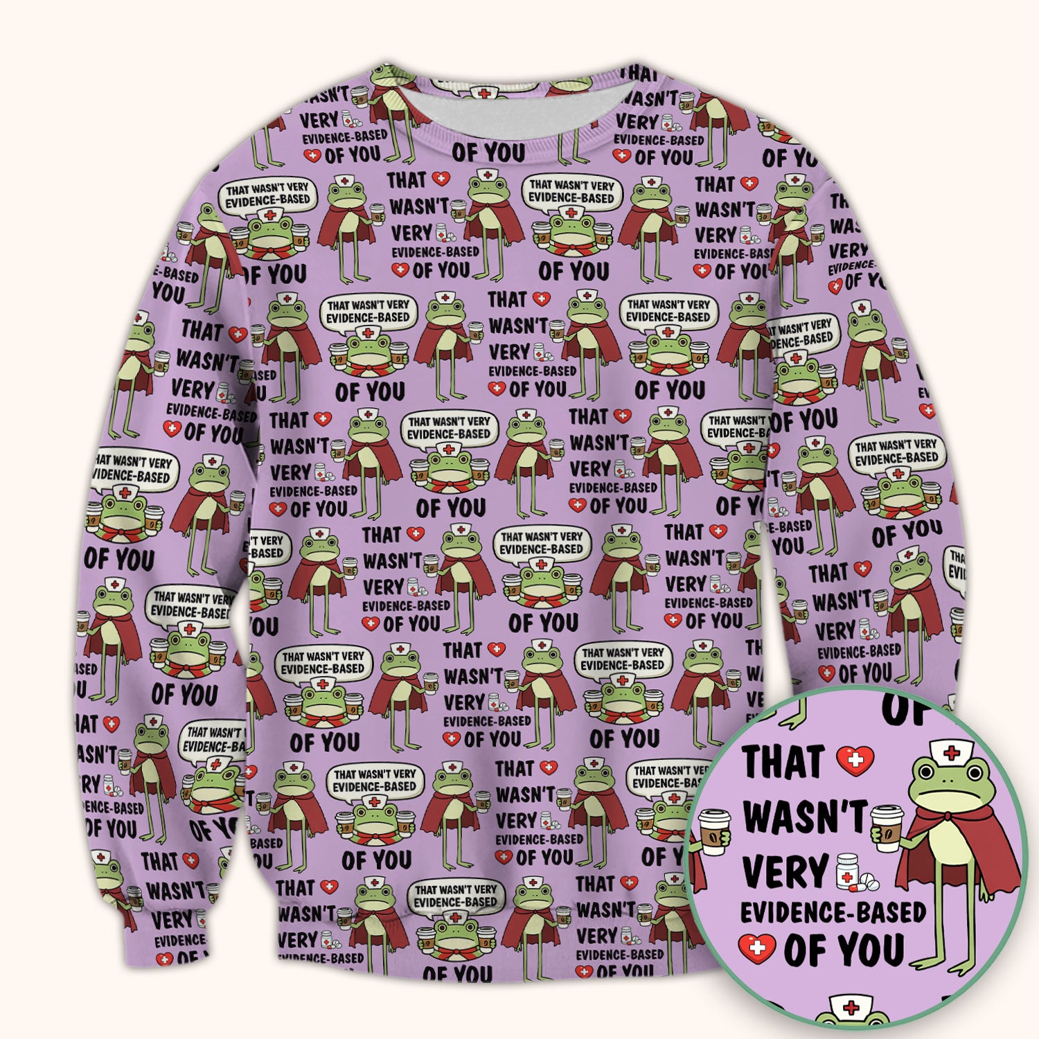 Funny Frog Nurse Quote Medical Pattern Scrub Top, Breathable Fabrics Nursing Uniform