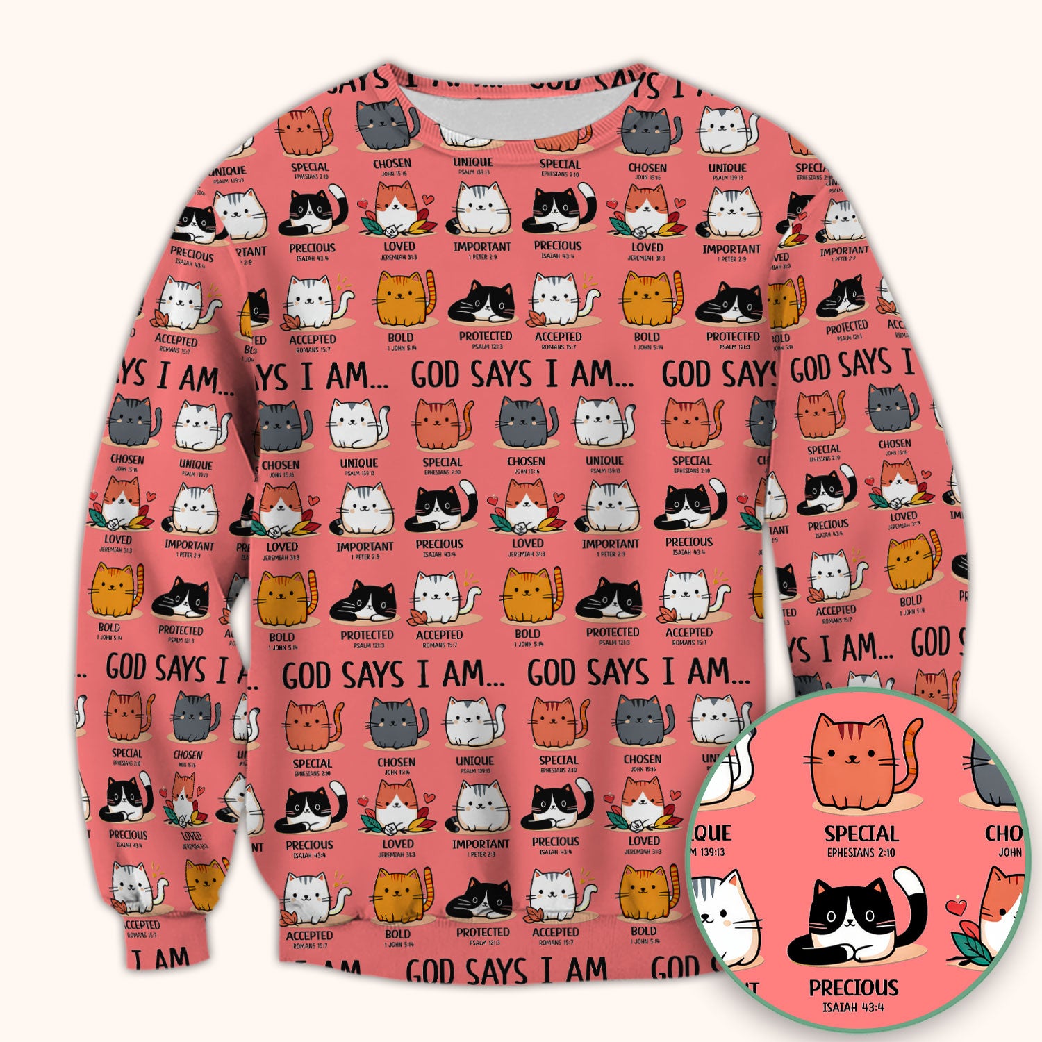 Cute Christian Cat God Says I Am Scrub Top, Comfortable Scrubs for Nurses