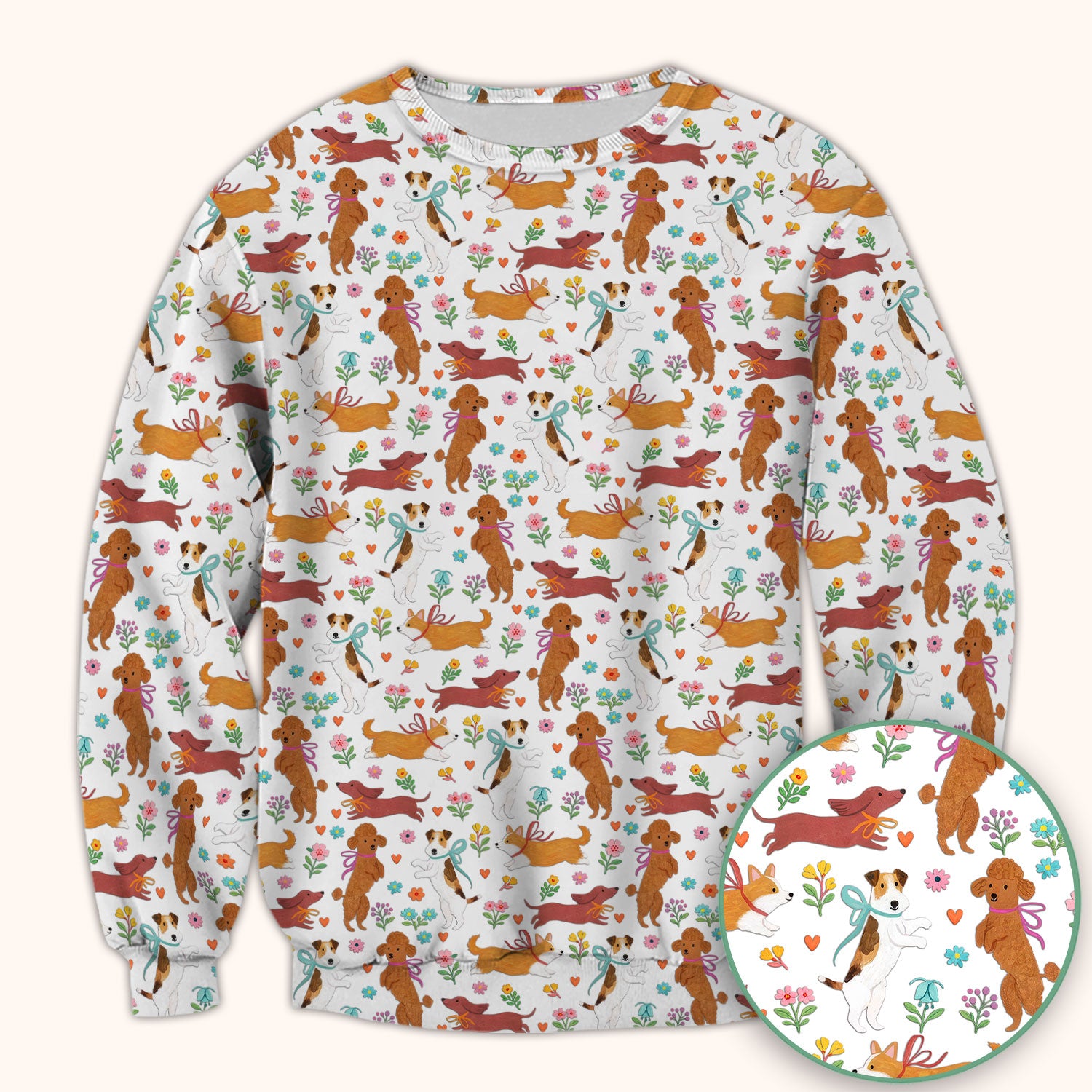 Cute Cartoon Dog Print Nurse Scrub Top, Comfortable Scrubs for Nurses