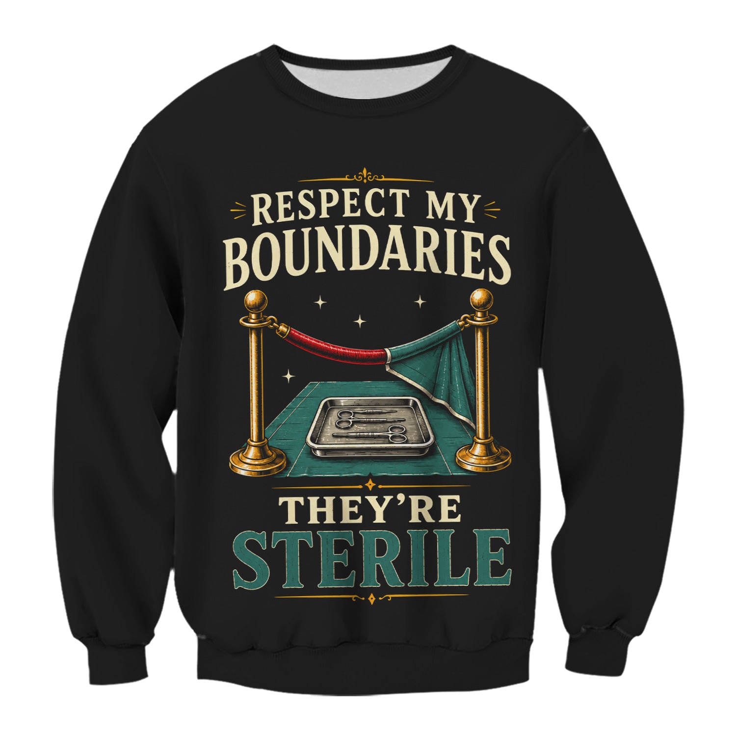 Funny Respect My Sterile Boundaries Pattern Scrub Top, Comfortable Scrubs for Nurses