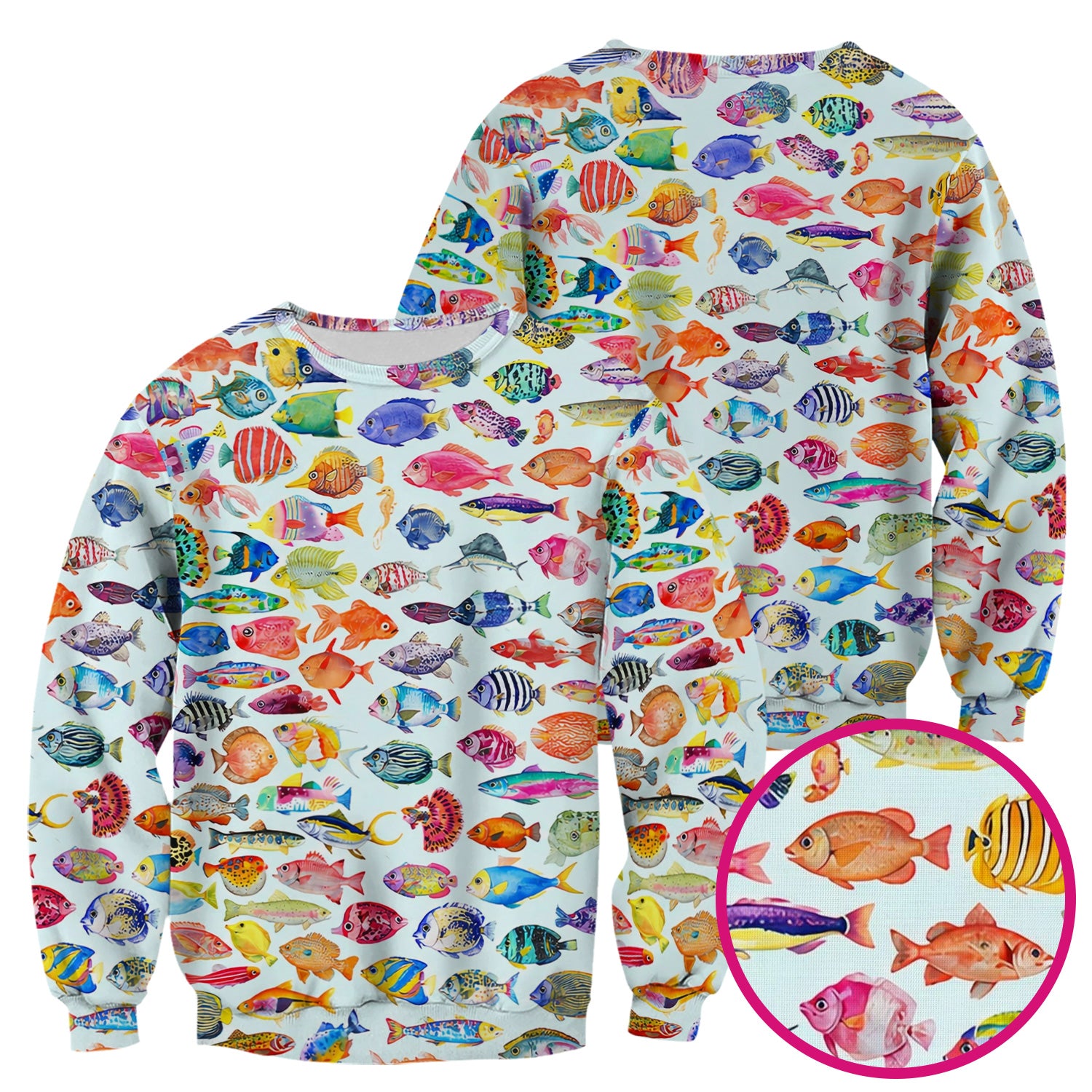 Colorful Tropical Fish Print Scrub Top, Comfortable Scrubs for Nurses