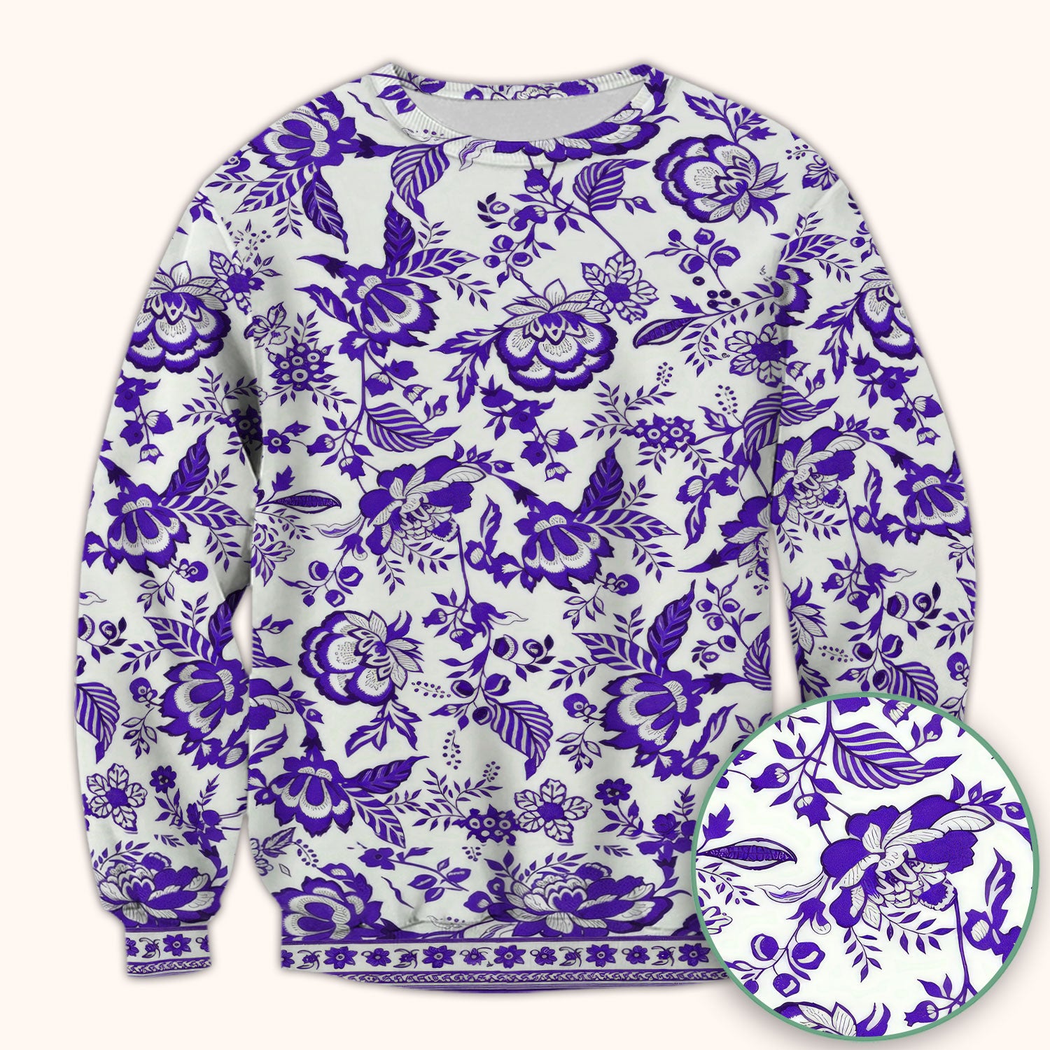 Toile De Jouy Scrub Top For Women, Floral Pattern Nurse Shirt, Comfortable Scrubs For Nursing