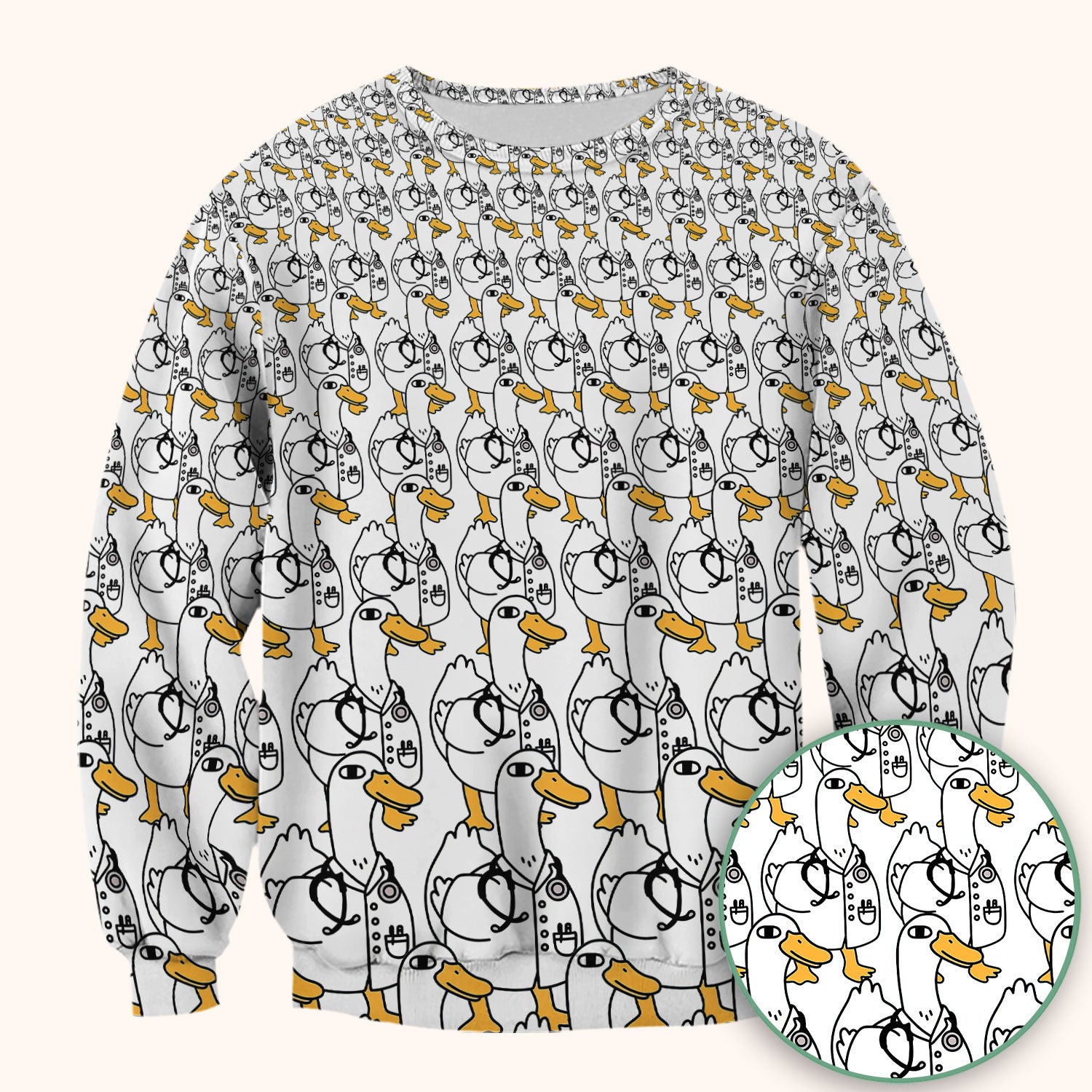 Funny Duck Scrub Top for Women - I'm a Doctor Shirt - Cute Duck In The Row - Breathable Fabrics Nursing Uniform
