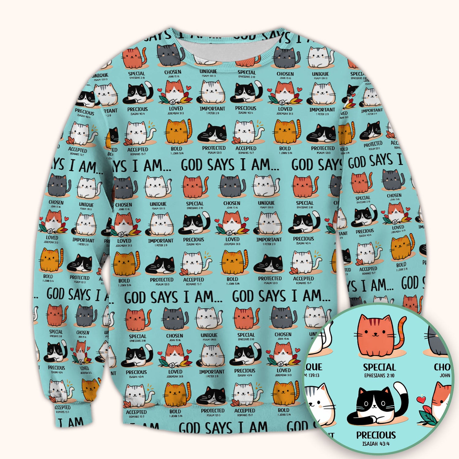 Cute Christian Cat God Says I Am Scrub Top, Comfortable Scrubs for Nurses