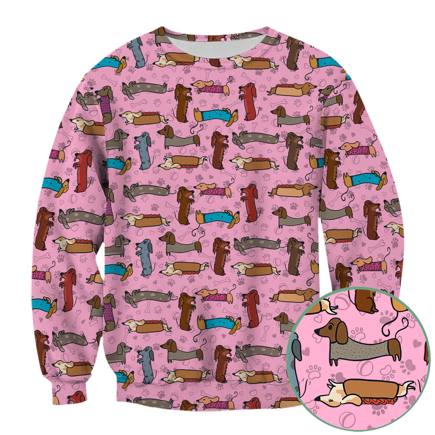 Cute Dachshund Scrub Top for Nurses - Colorful Wiener Dog Print Medical Uniform Shirt - Fun Sausage Dog Pattern Veterinary Workwear