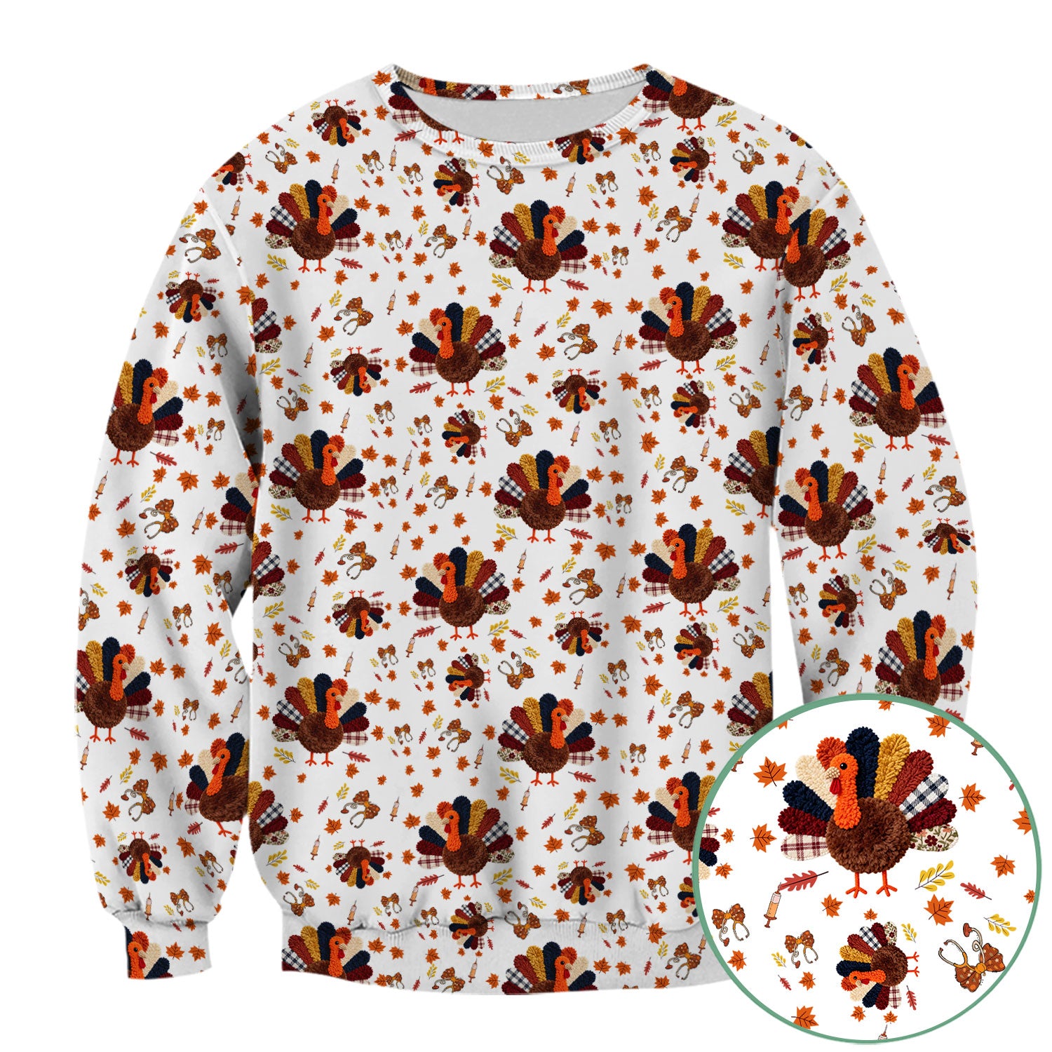 Thanksgiving Comfortable Scrubs for Nurses - Funny Autumn Turkey Shirt - Breathable Fabrics Nursing Uniform