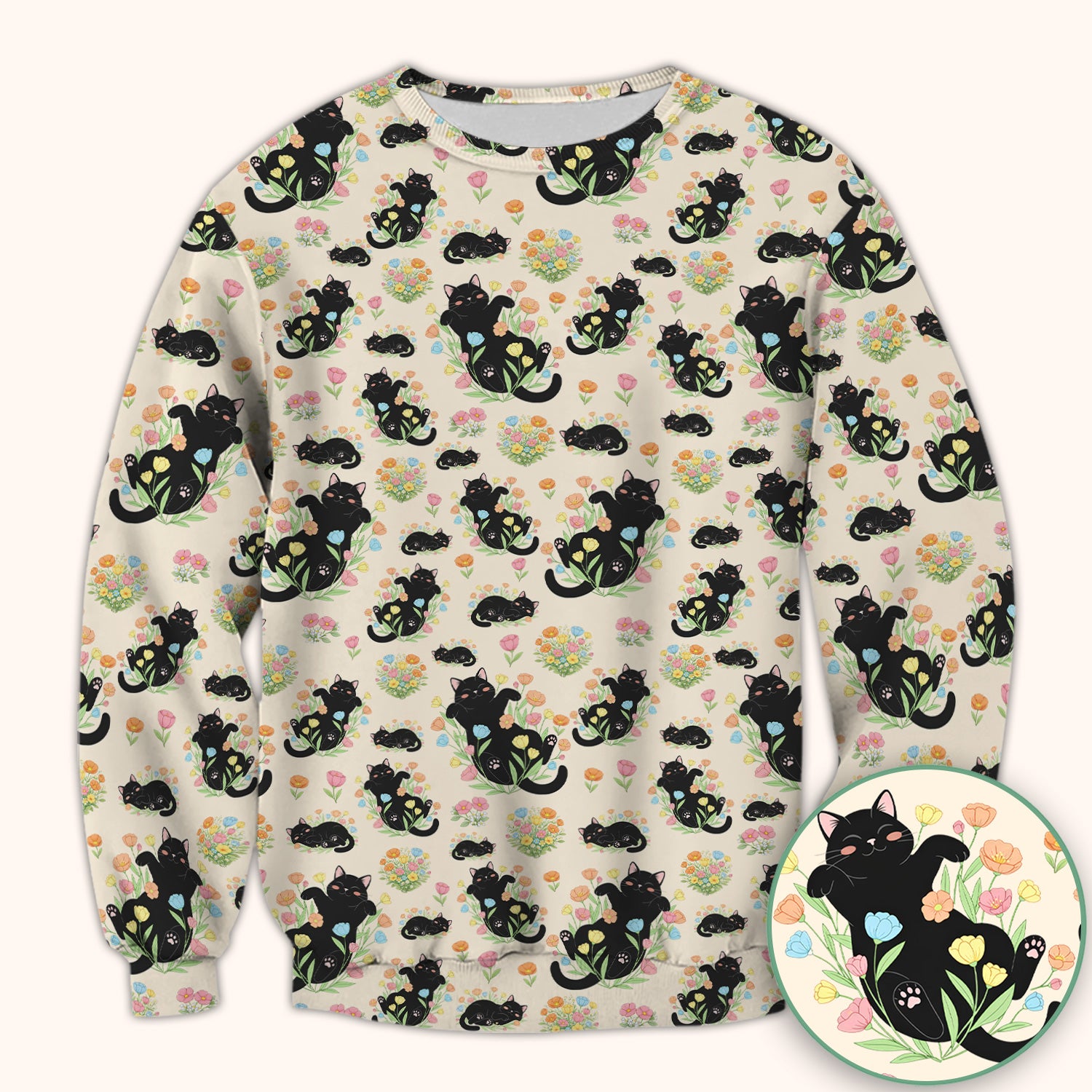 Cats With Cute Poses Floral Pattern Scrubs Top, Comfortable Scrubs for Nurses