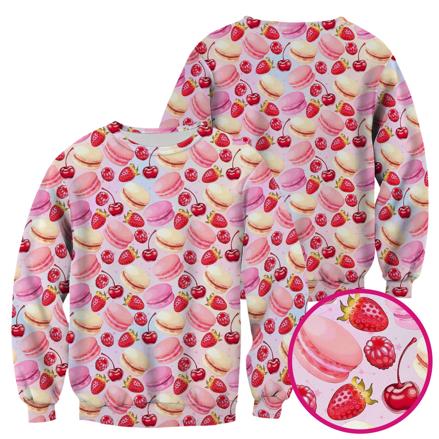 Sweet Dessert Pattern Scrub Top, Breathable Fabrics Nursing Uniform