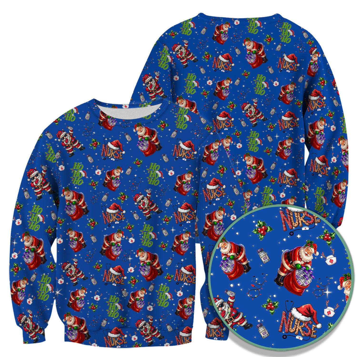 Santa Nurse Christmas Scrub Shirt - Funny Holiday Scrub Top Multi Colors - Cute Nursing Work Shirt with Pockets