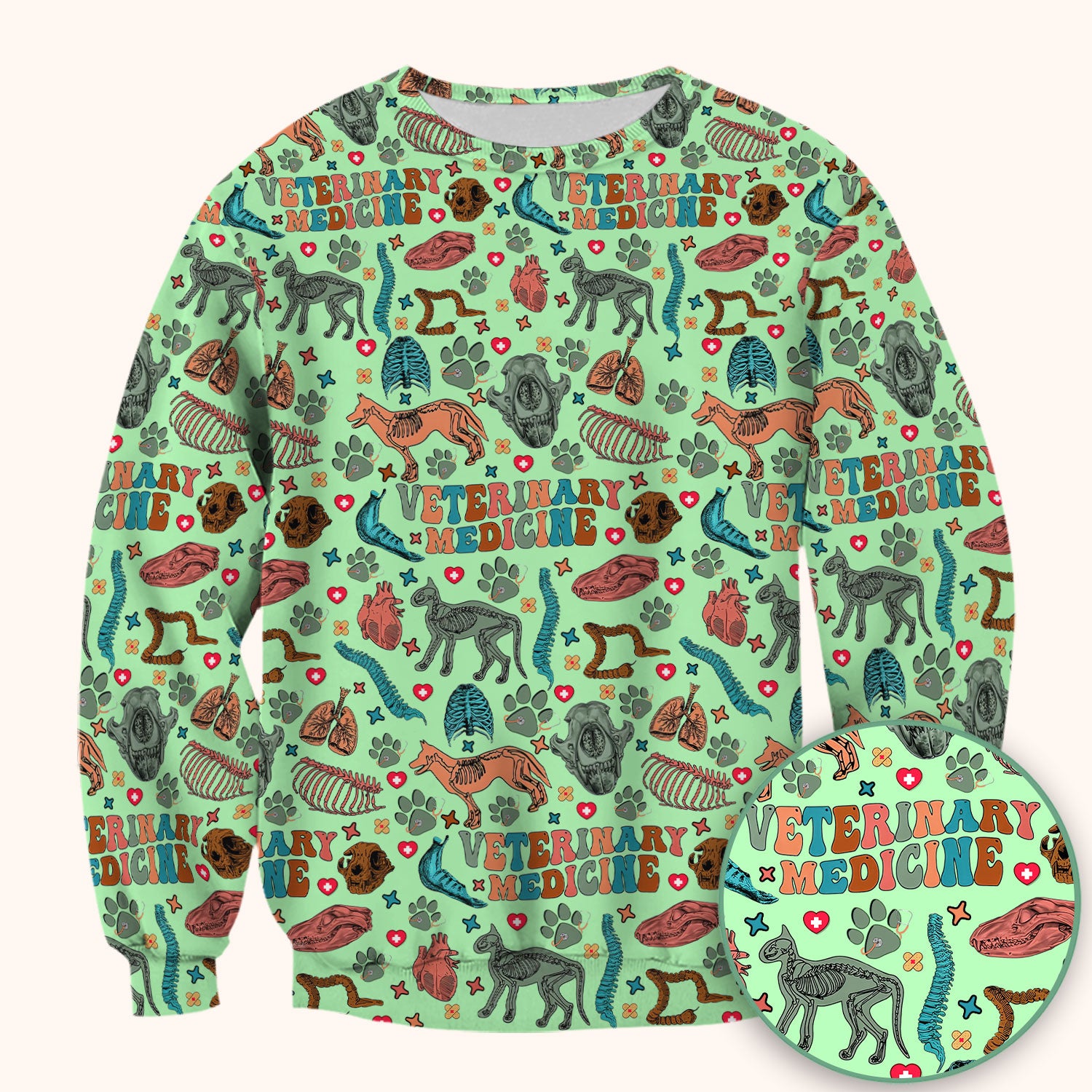 Vet Tech Scrub Top - Veterinary Medicine Pattern - Animal Medical Uniform for Women Nurse Gift