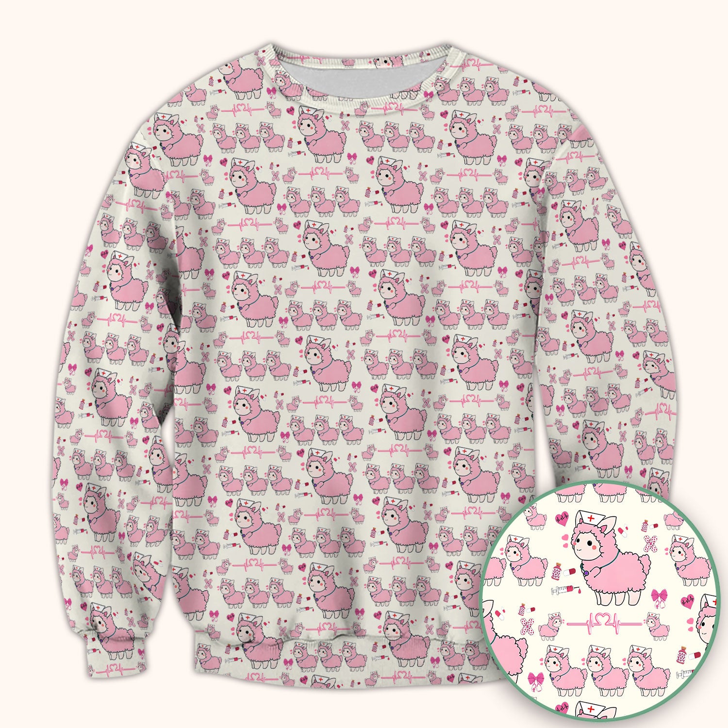 Llama Ain't Got Time For Your Drama Scrub Top, Funny Pattern Scrub Shirt, Breathable Fabrics Nursing Uniform