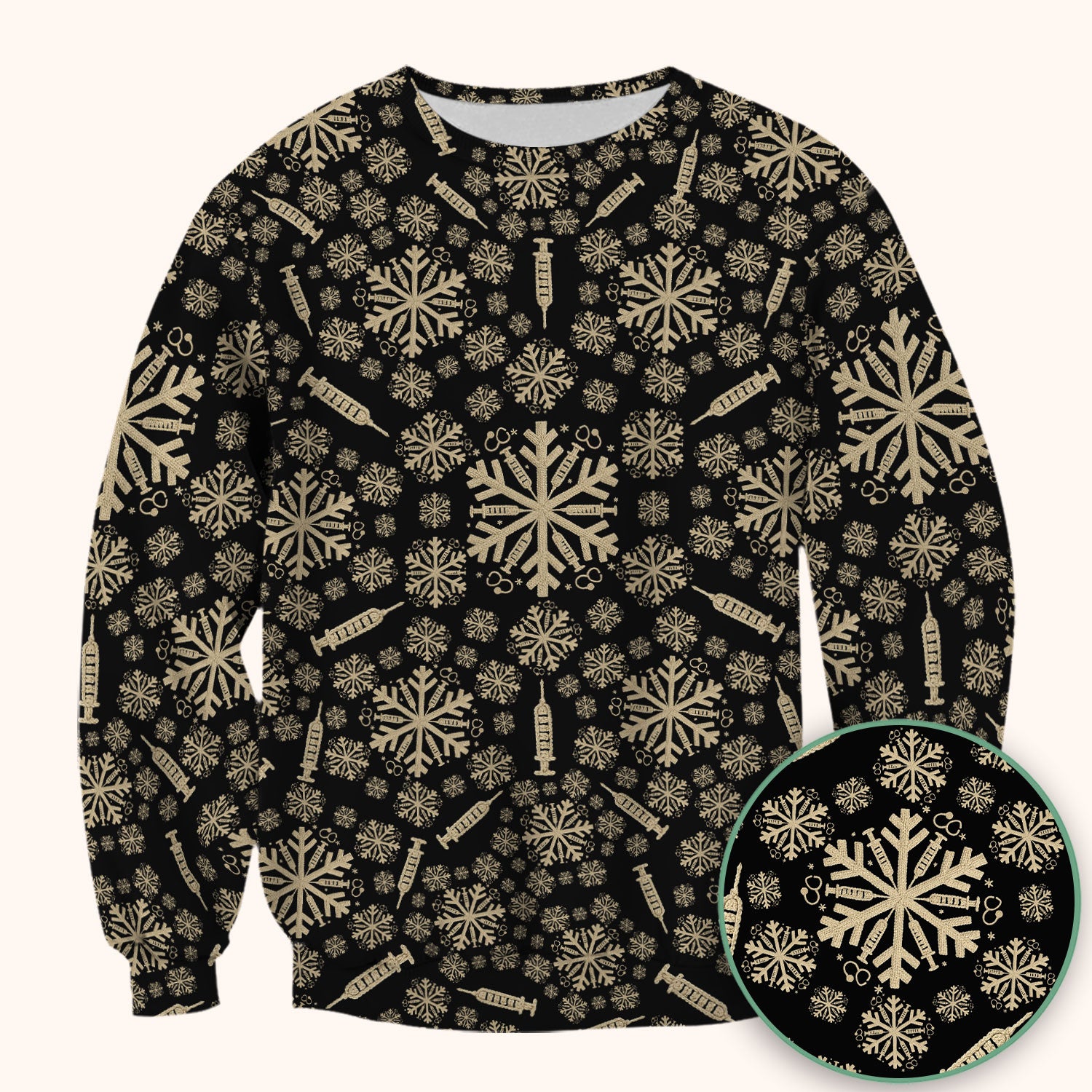 Snowflake Syringe Scrubs for Women - Festive Medical Top - Funny Christmas Scrub Shirt for Nurse - Holiday Gift