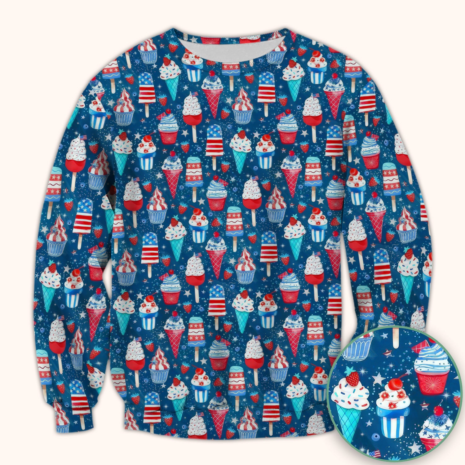 Cute Patriotic Ice Cream Popsicles With USA Flag Dessert Scrub Top, Comfortable Scrubs for Nurses
