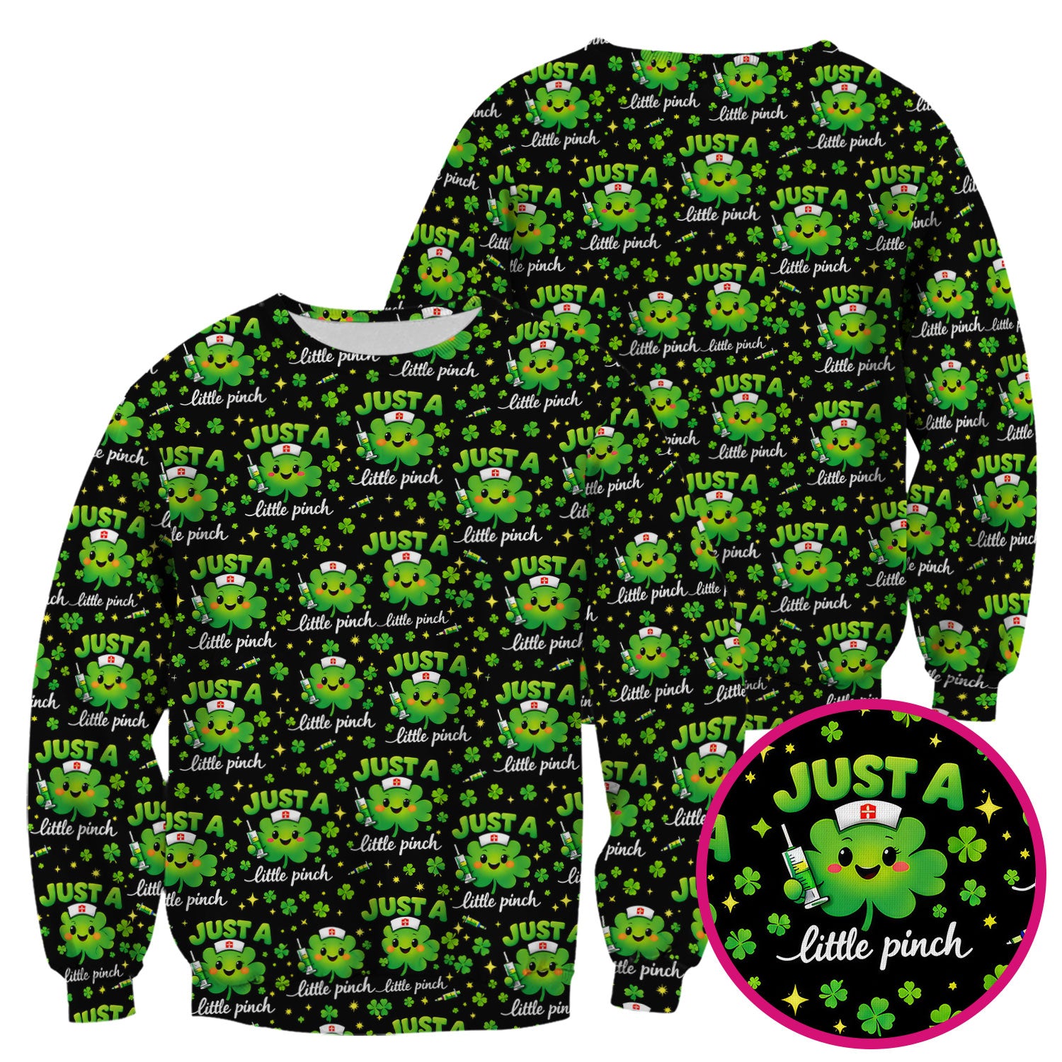 Shamrock Nurse Just A Little Pinch Print Scrub Top, Comfortable Scrubs for Nurses