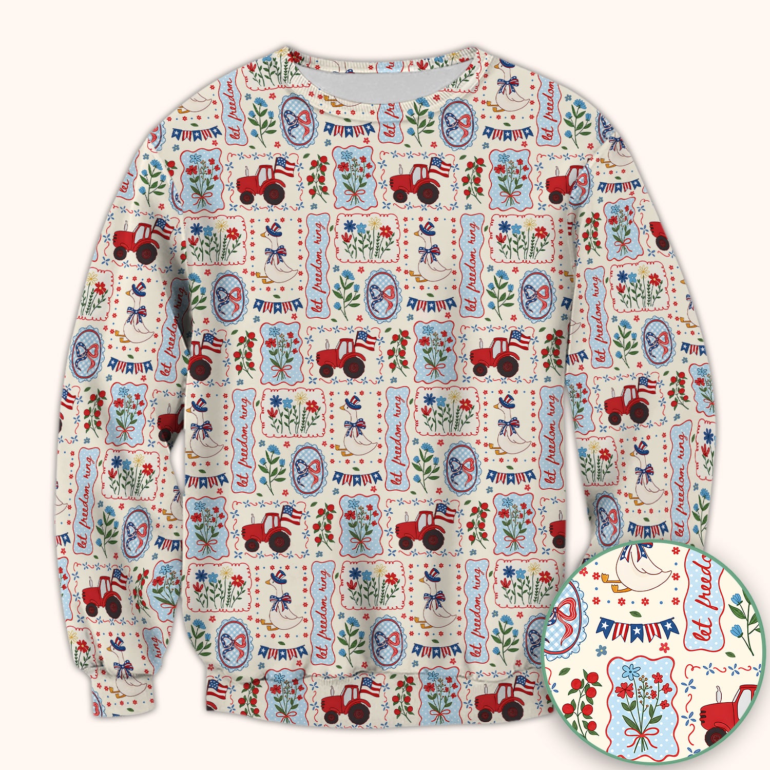 Patriotic Farm Goose Nurse Scrub Top for RN, CNA, Healthcare Workers, Americana Uniform Scrub Top, Comfortable Scrubs for Nurses