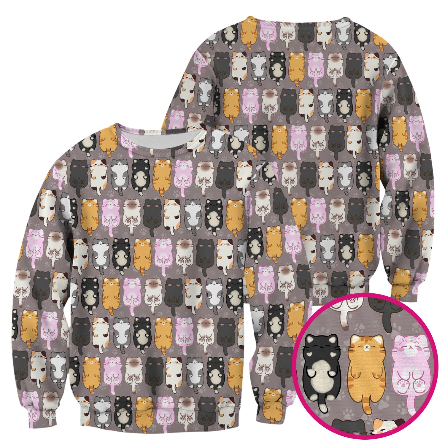 Funny Cartoon Cats All Over Print Scrubs Top, Comfortable Scrubs for Nurses