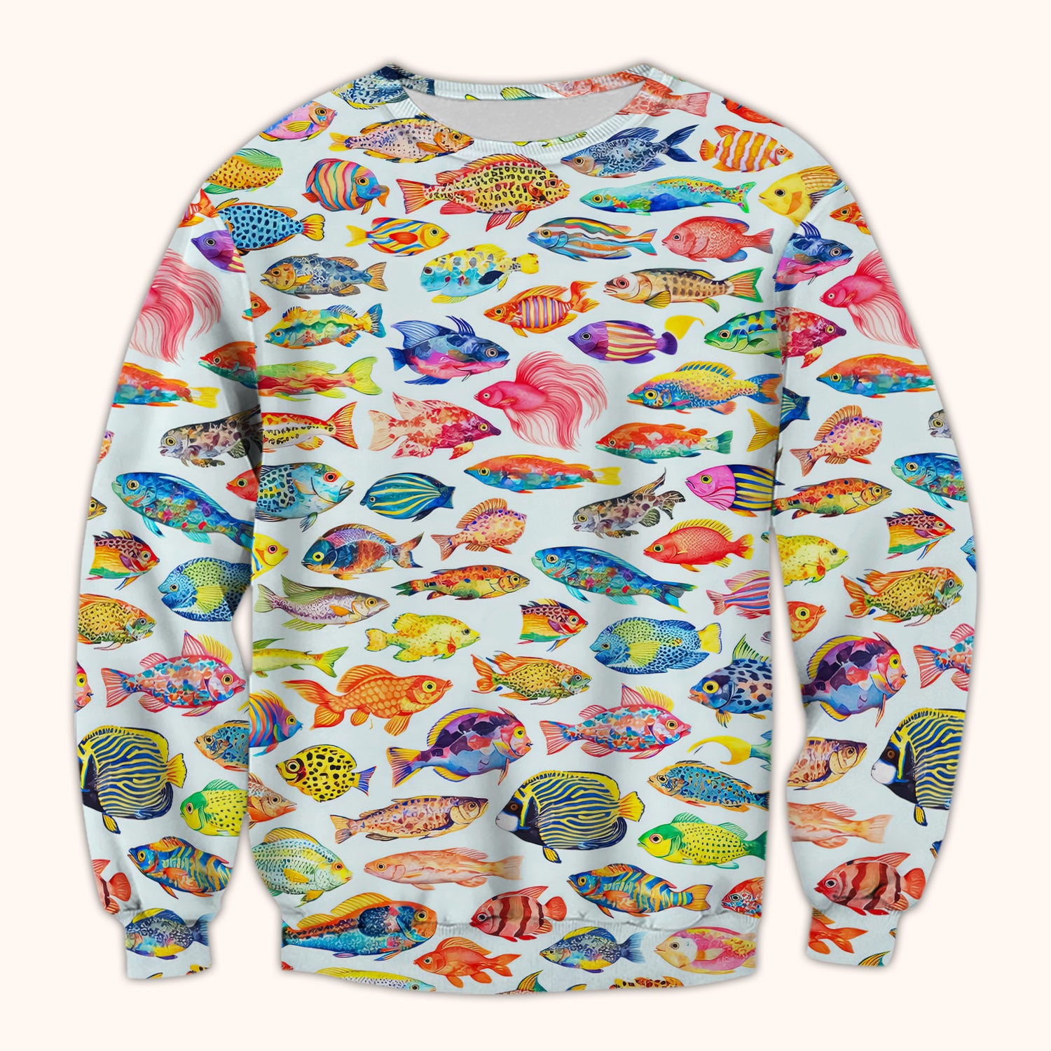 Colorful Tropical Fish Pattern Scrub Top, Breathable Medical Scrubs