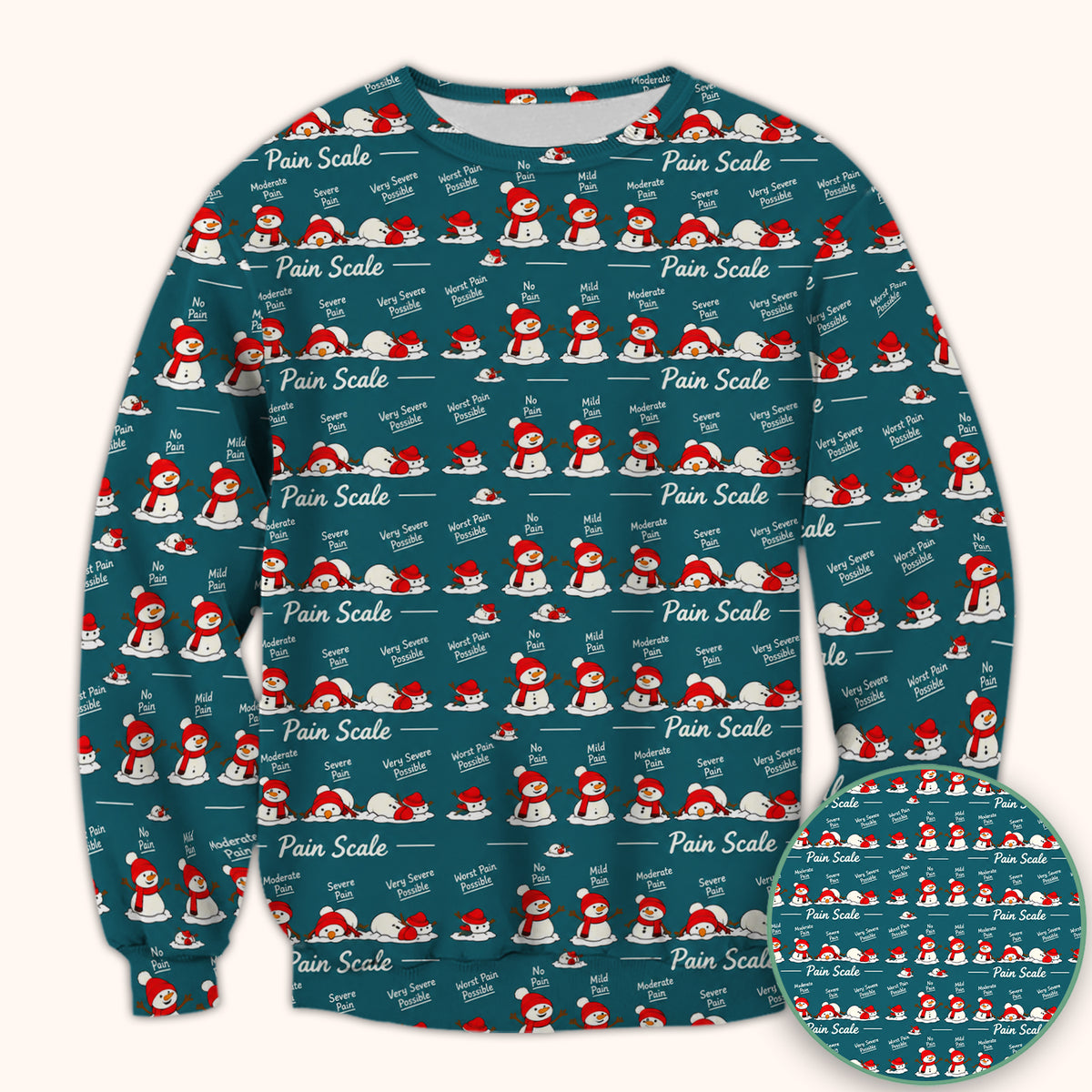 Funny Christmas Snowman Pain Scale Scrub Top, Comfortable Scrubs for Nurses