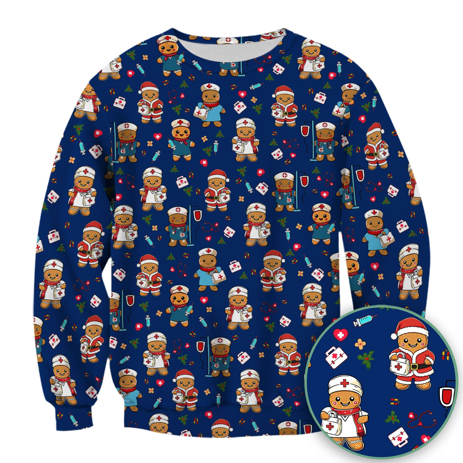 Elf Gingerbread Man Nurse Scrub Top - Santa’s Favorite Nurse Holiday Medical Uniform RN LPN CNA Gift