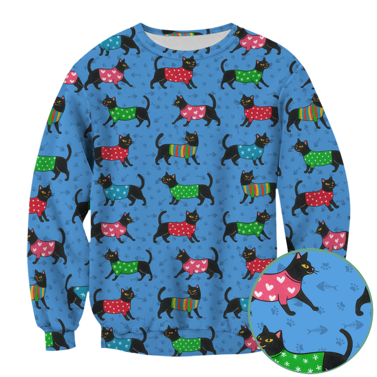 Cat Scrub Top for Women - Cute Black Cat Print Nurse Shirt - Colorful Kitty Medical Scrubs Gift for CNA RN Doctor