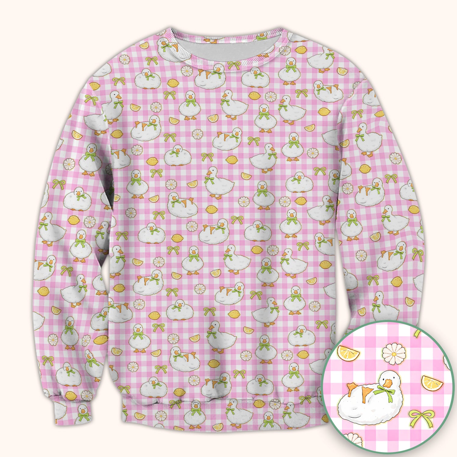 Adorable Ducks Lemon Daisy Pattern Scrubs Top, Comfortable Scrubs for Nurses