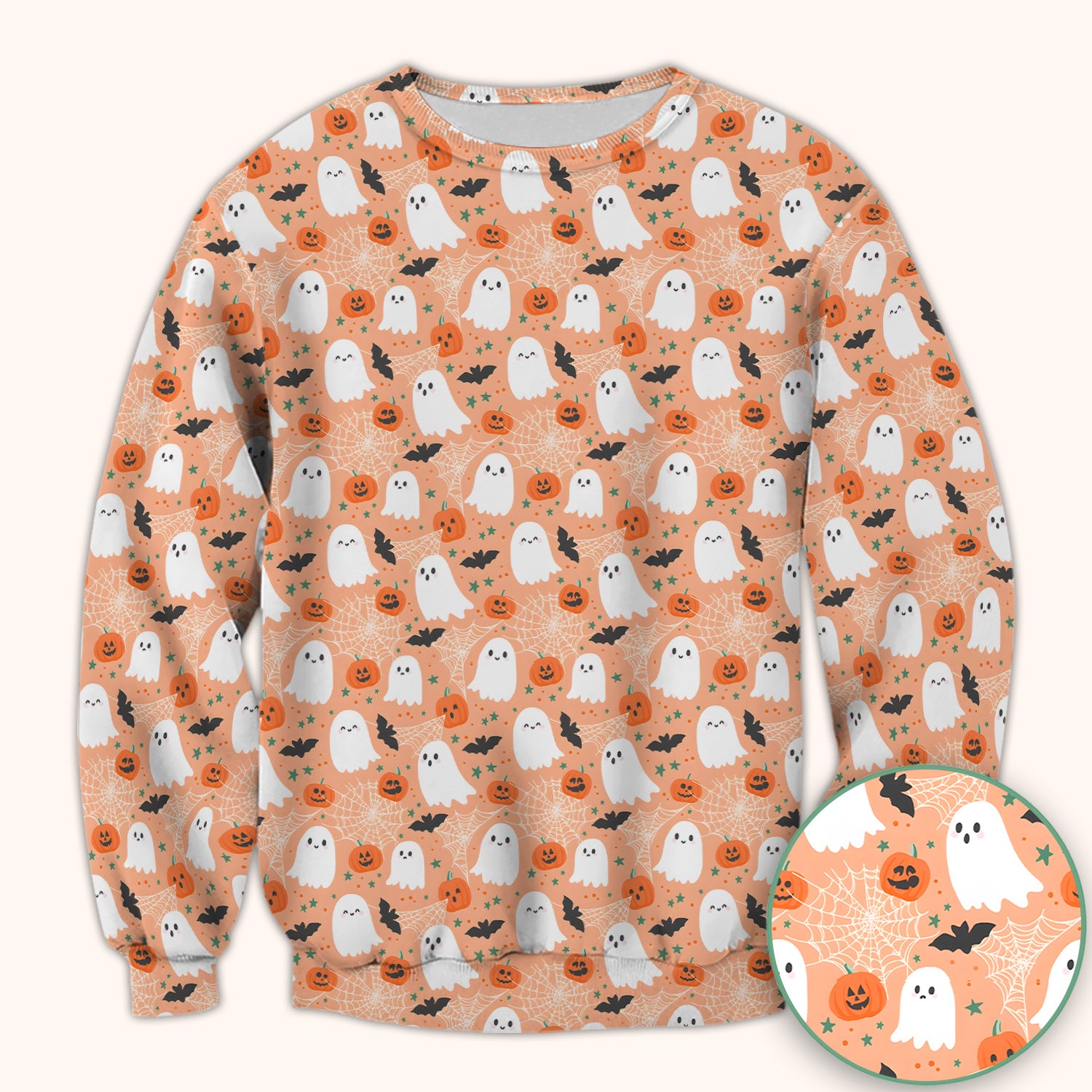 Cute Halloween Ghost And Pumpkin Scrub Top, Comfortable Scrubs for Nurses