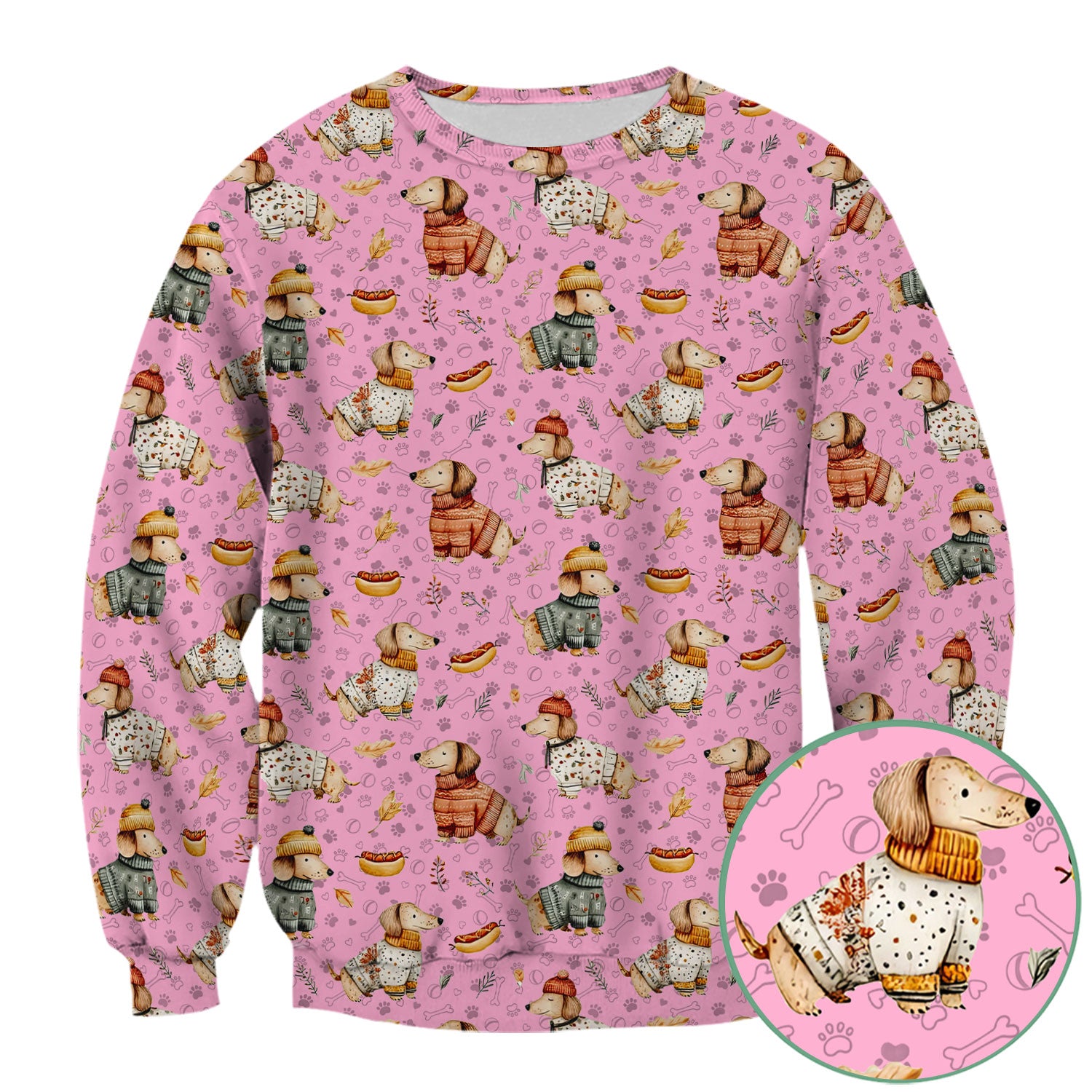 Autumn Dachshund Scrub Top - Cute Wiener Dog Nurse Shirt for Women - Cozy Fall Medical Uniform RN CNA LPN Thanksgiving Gift