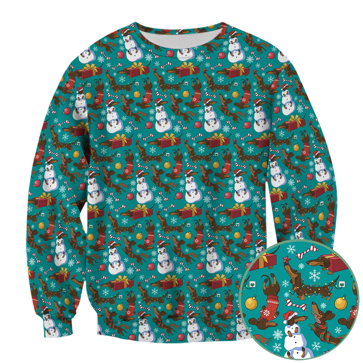 Funny Christmas Nurse Scrubs - Dachshund Dog & Snowman Print Top - Multi Color Custom Nursing Shirt Gift for Healthcare Workers