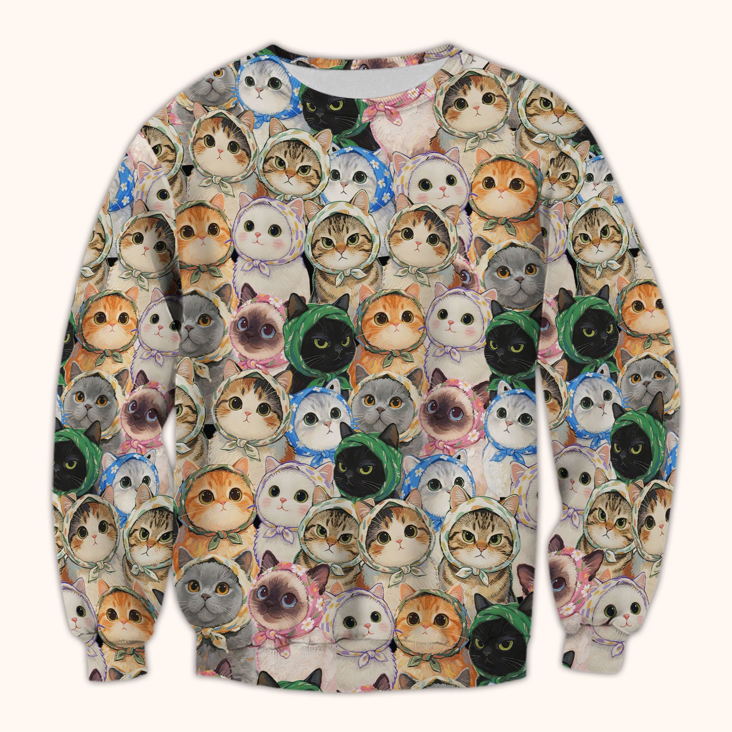 Adorable Multi Cat Portrait Pattern Scrub Top, Comfortable Scrubs for Nurses