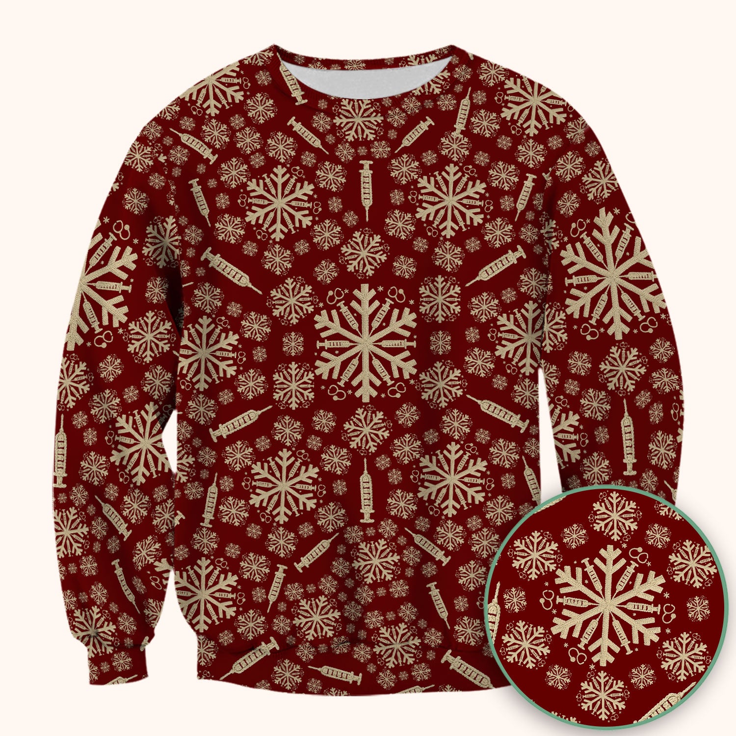 Snowflake Syringe Scrubs for Women - Festive Medical Top - Funny Christmas Scrub Shirt for Nurse - Holiday Gift