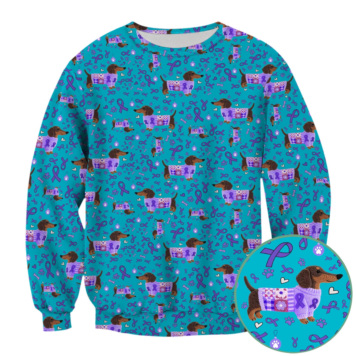 Wiener Dog Purple Ribbon Cancer Awareness Scrub - Breathable Fabrics Nursing Uniform - Comfortable Scrubs for Nurses
