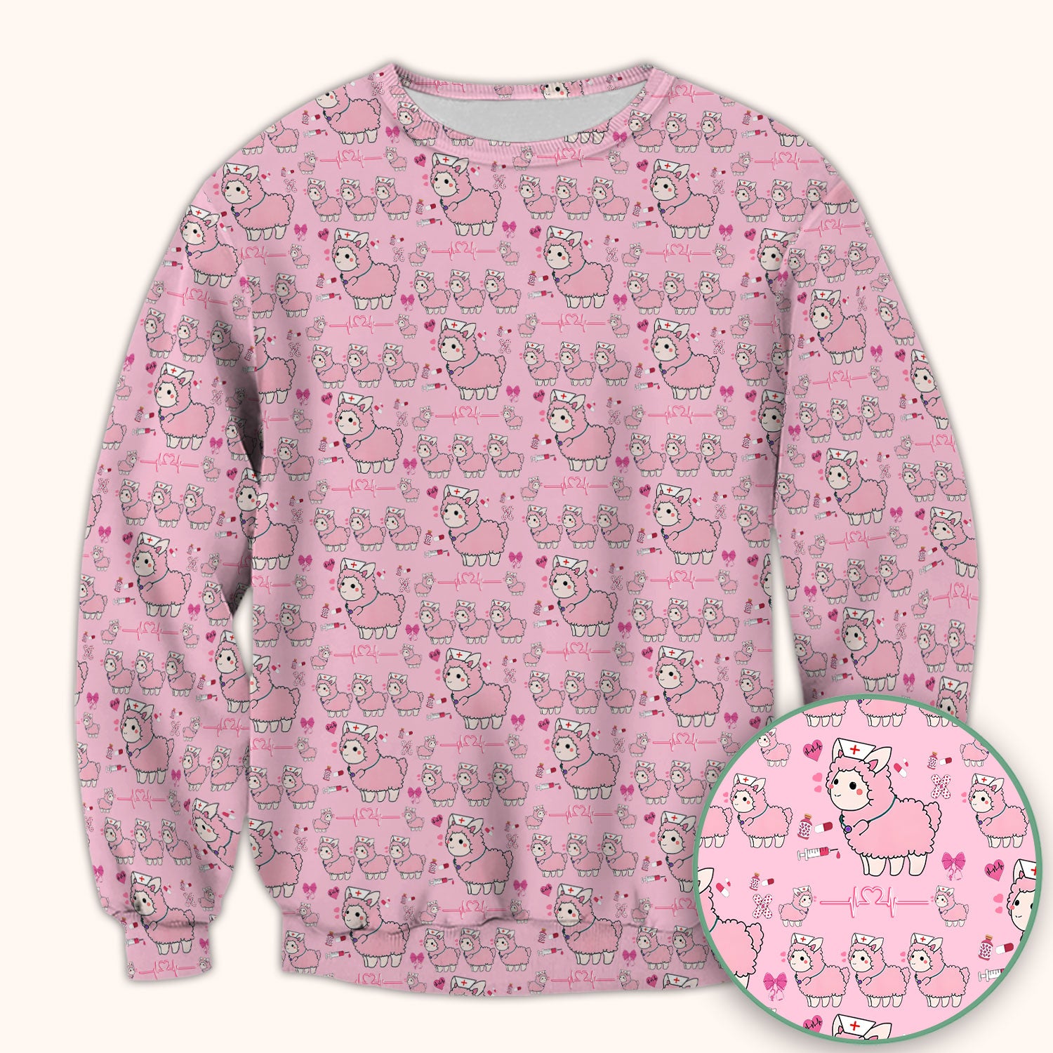 Llama Ain't Got Time For Your Drama Scrub Top, Funny Pattern Scrub Shirt, Breathable Fabrics Nursing Uniform