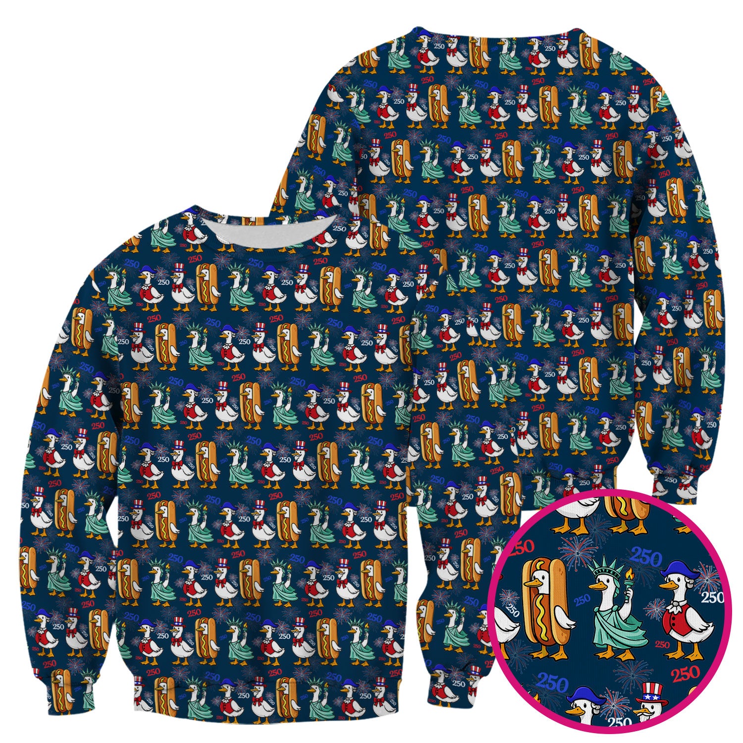 Patriotic Duck Independence Day Pattern Scrub Top, Breathable Healthcare Uniform Top