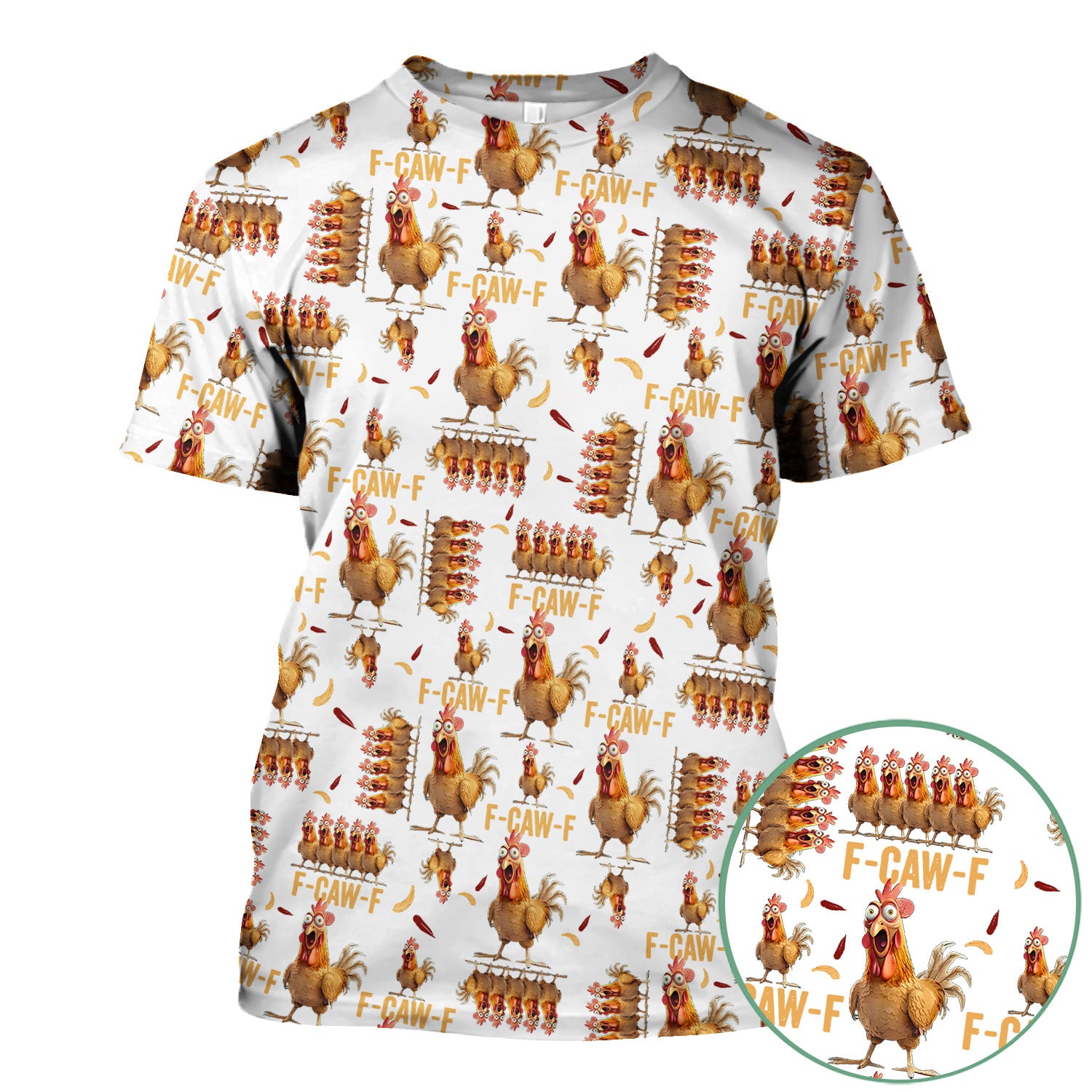 Funny Chicken Nurse Scrub Top for Women - Crazy Rooster F-CAW-F Medical Shirt - Quirky Farm Animal Nursing Uniform Gift RN LPN CNA