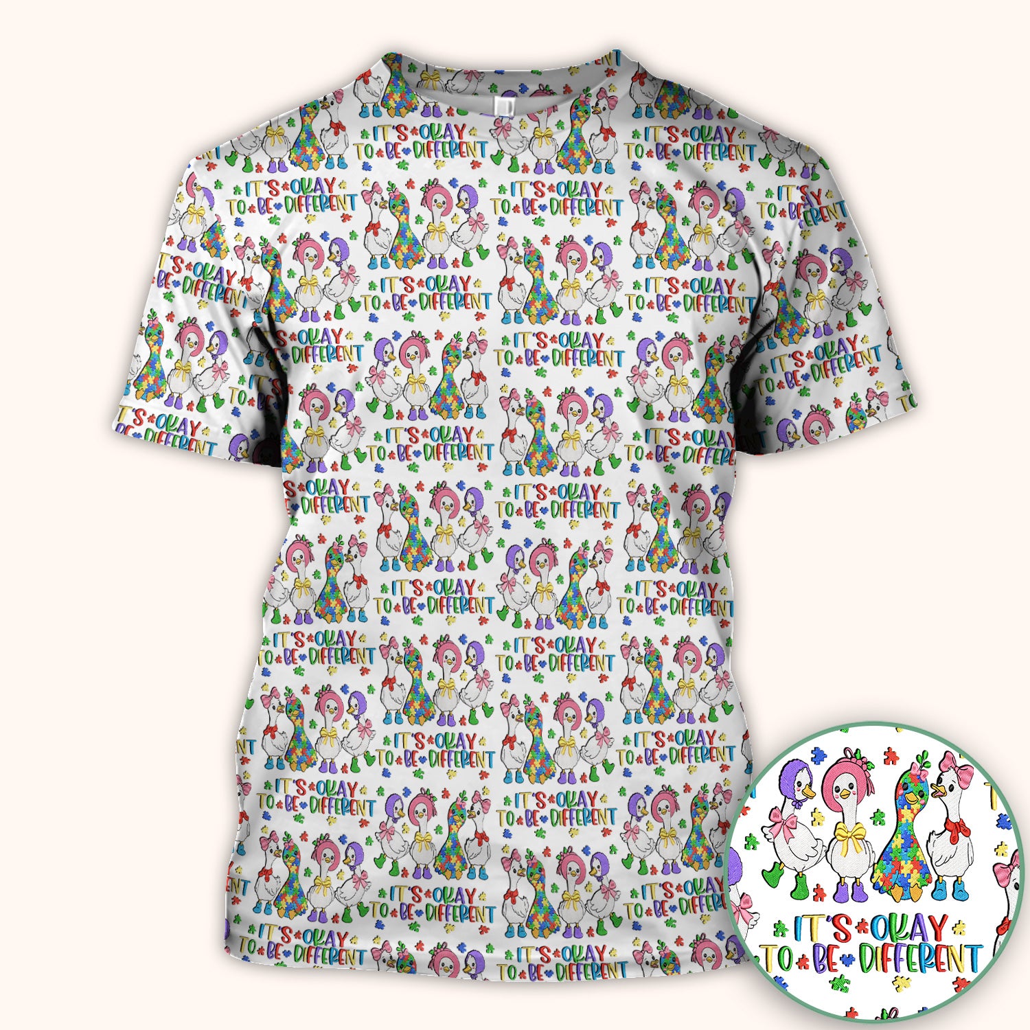 It’s Okay To Be Different Duck Pattern Scrub Top, Comfortable Scrubs For Nurses