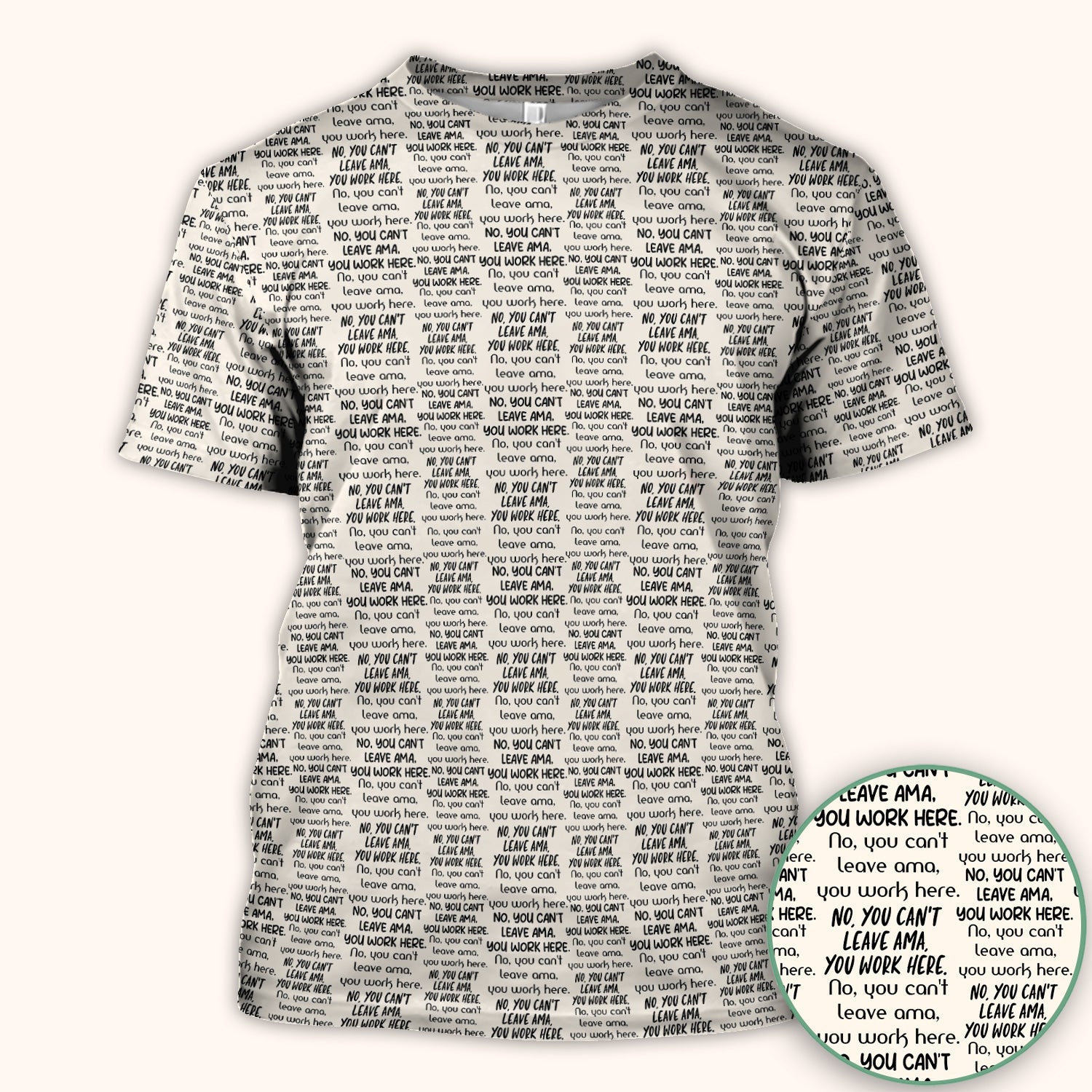 Funny Repeating Nurse Work Quote Text Pattern Scrub Top, Colorful Gothic Nurse Scrubs Uniform