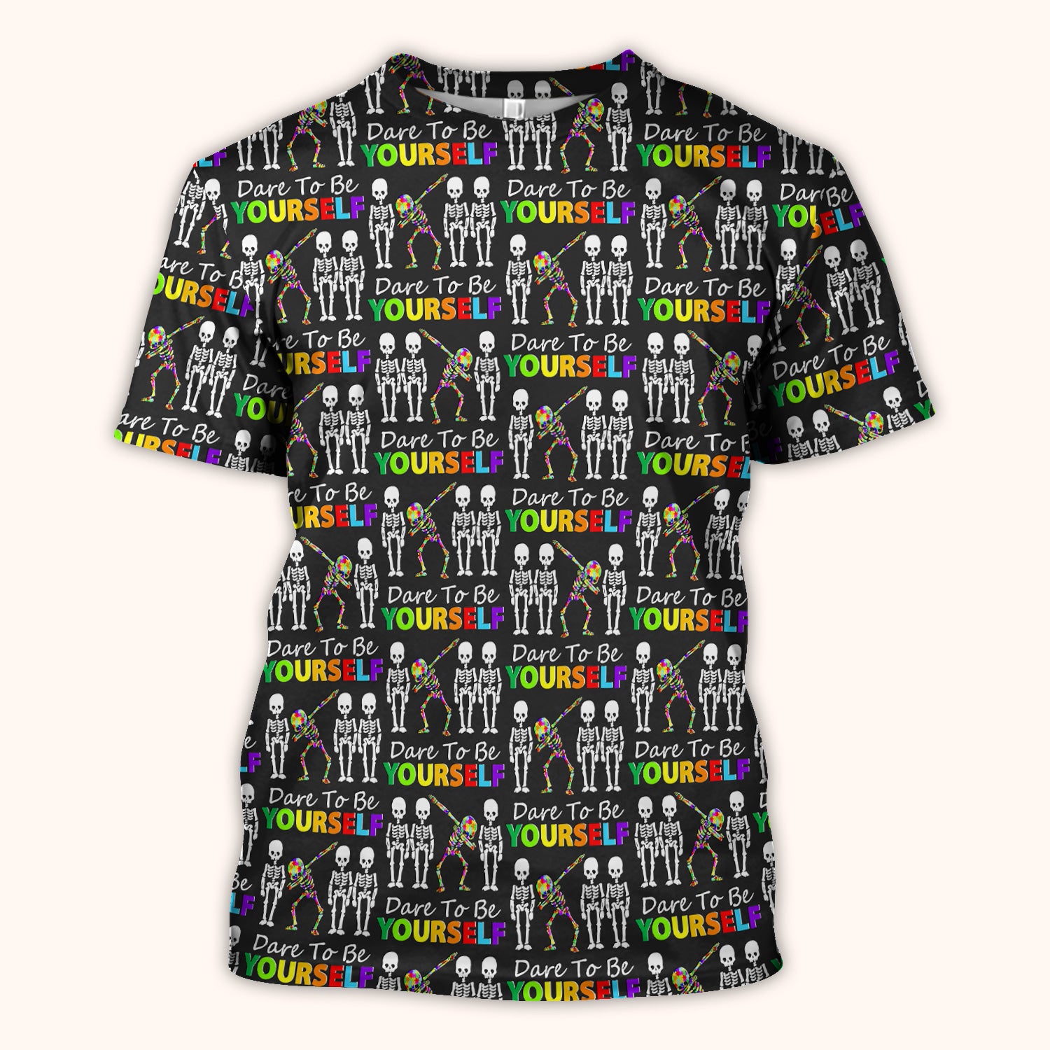 Rainbow Skeleton Dare To Be Yourself Pattern Scrubs Top, Comfortable Scrubs for Nurses