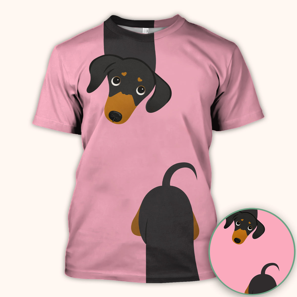 Cute Peekaboo Dachshund Dog Scrub Top, Comfortable Scrubs for Nurses