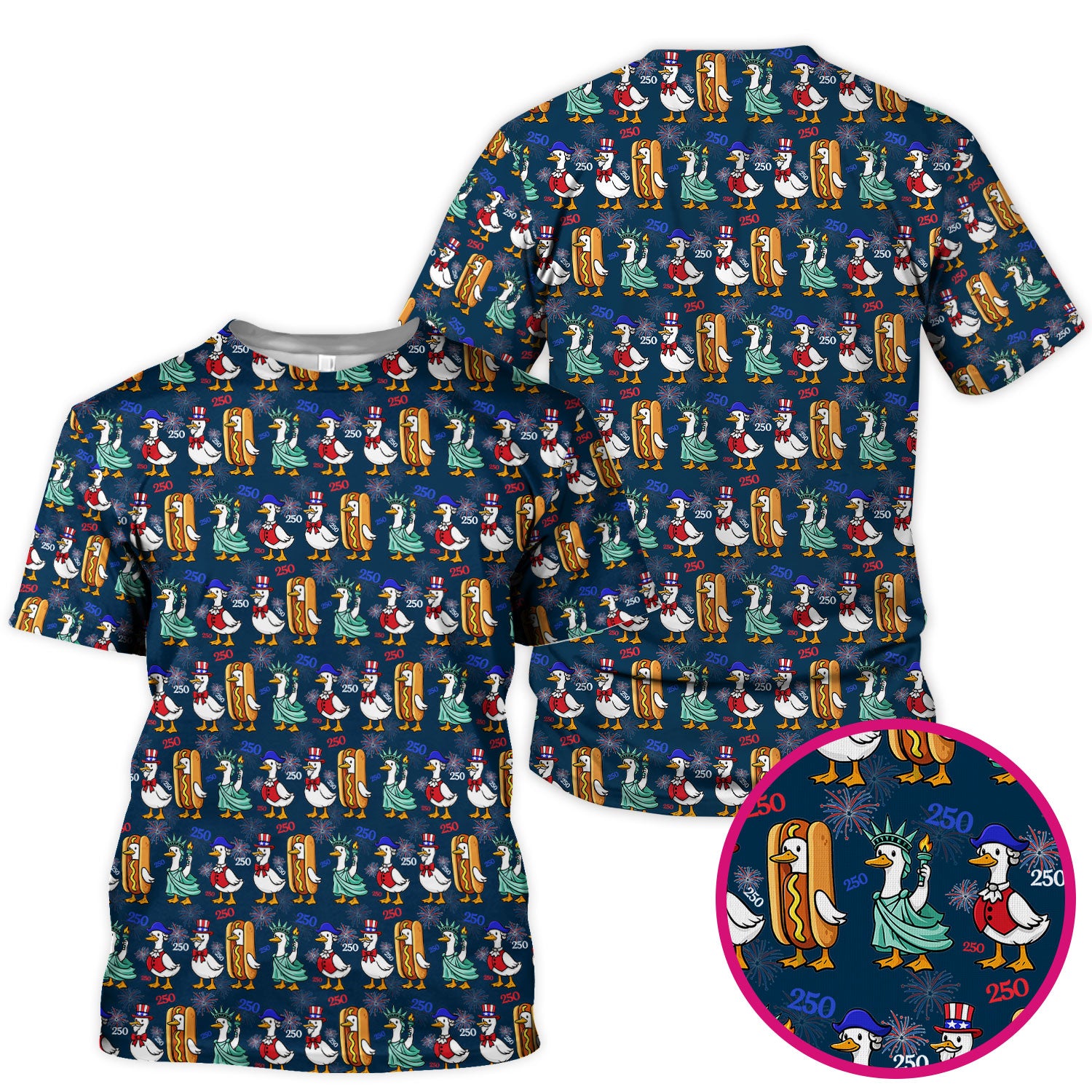 Patriotic Duck Independence Day Pattern Scrub Top, Breathable Healthcare Uniform Top