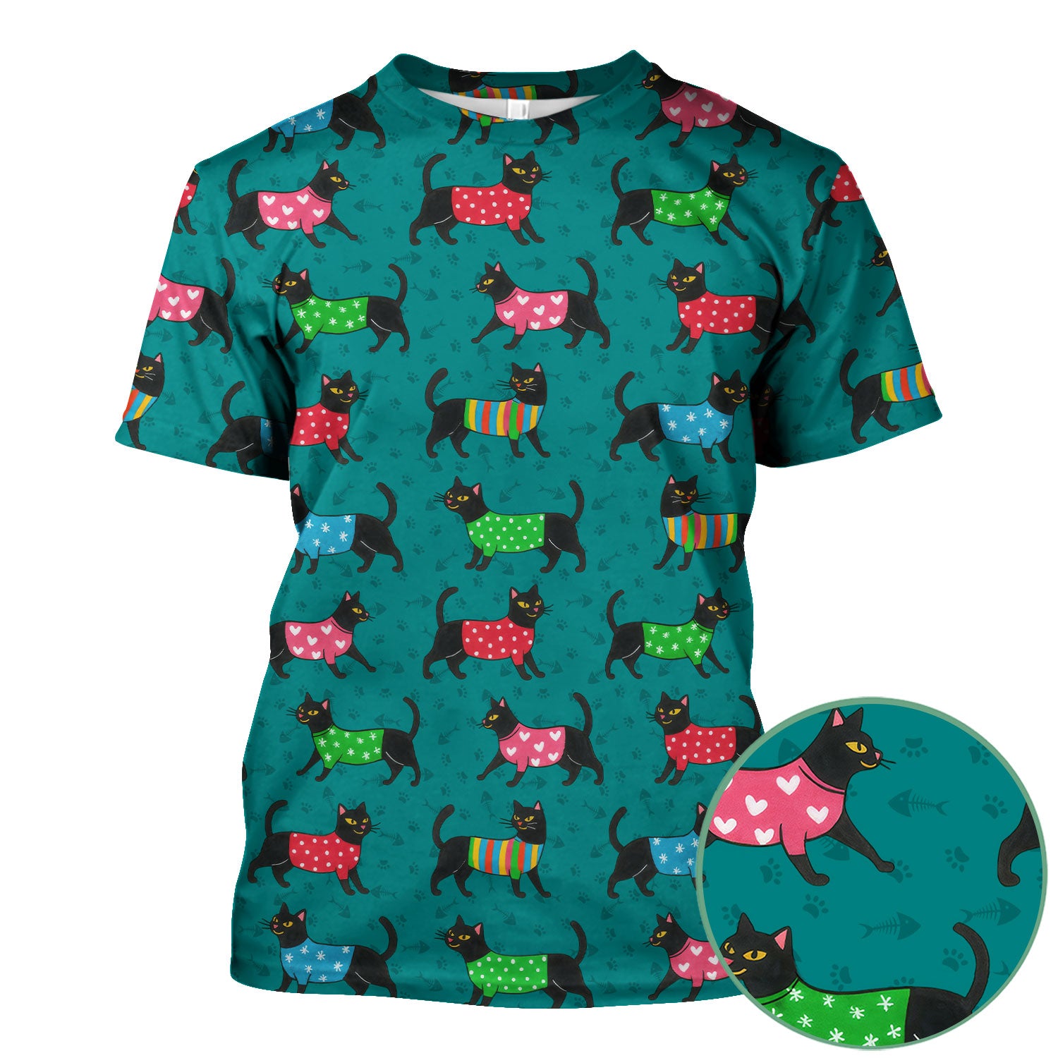 Cute Cat Scrub Top - Black Kitty Print Nurse Shirt - Fun Animal Medical Scrubs Gift for Women CNA RN Doctor