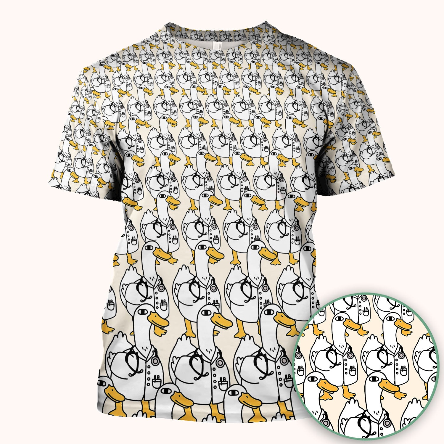 Funny Duck Scrub Top for Women - I'm a Doctor Shirt - Cute Duck In The Row - Breathable Fabrics Nursing Uniform