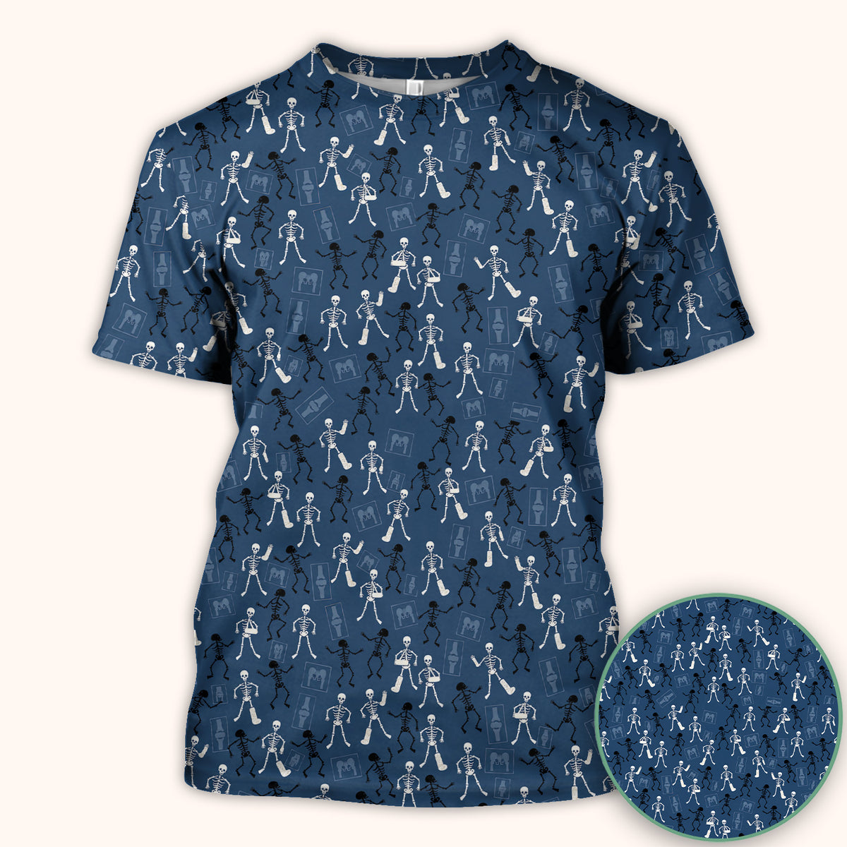 Halloween Orthopedic Skeleton Scrub Top, Comfortable Scrubs for Orthopedic Nurses