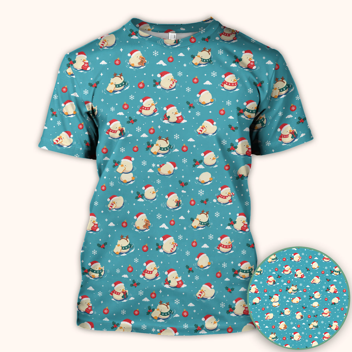 Christmas Ducks In Santa Hats Scrub Top, Comfortable Scrubs for Nurses