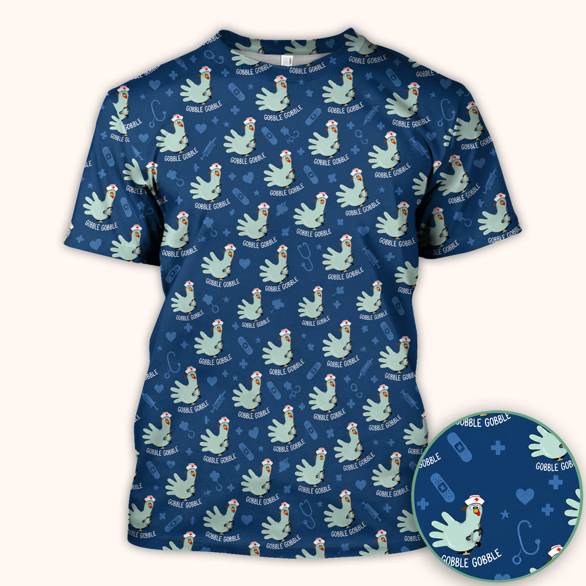 Funny Gobble Gobble Nurse Turkey Scrub Top, Comfortable Scrubs for Nurses