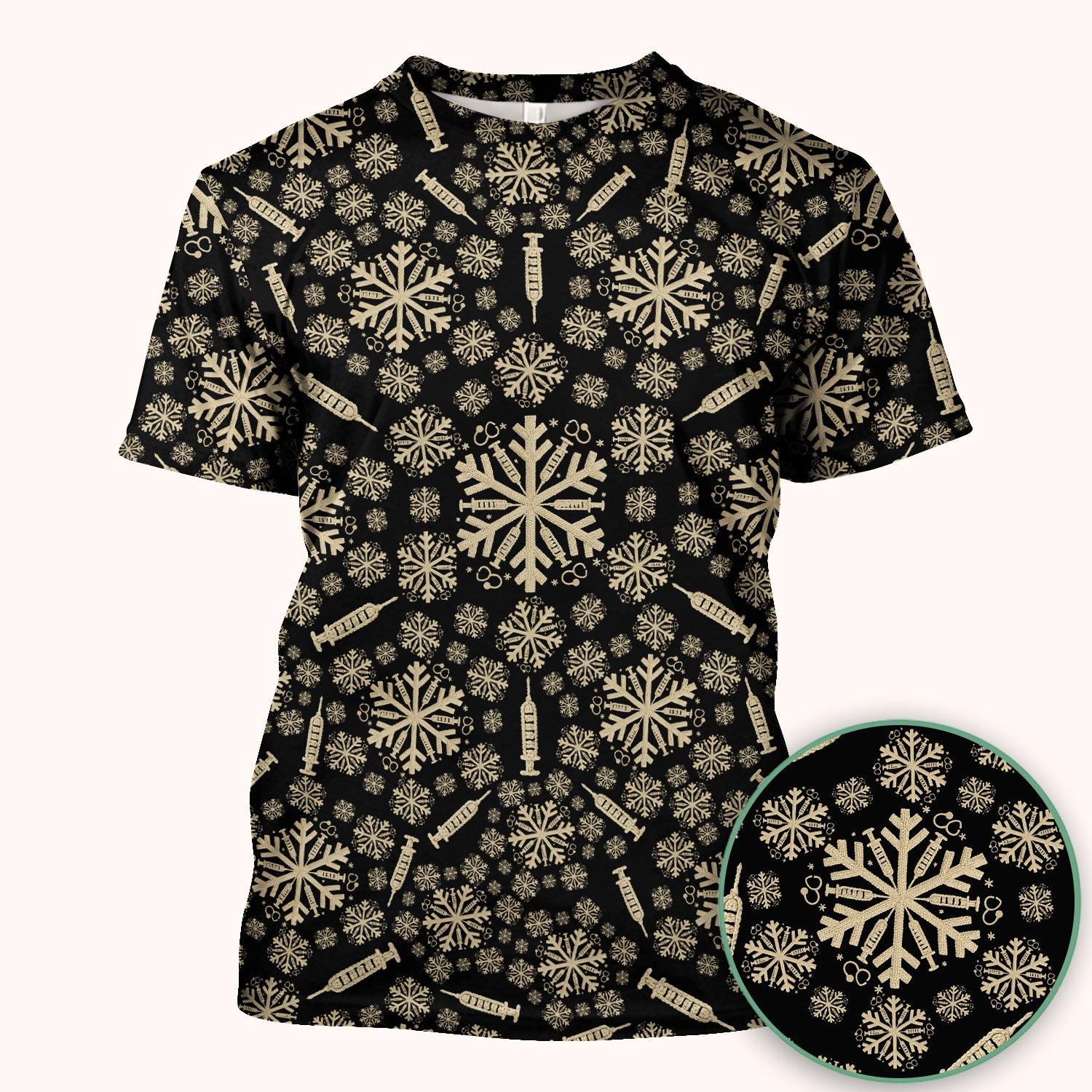 Snowflake Syringe Scrubs for Women - Festive Medical Top - Funny Christmas Scrub Shirt for Nurse - Holiday Gift