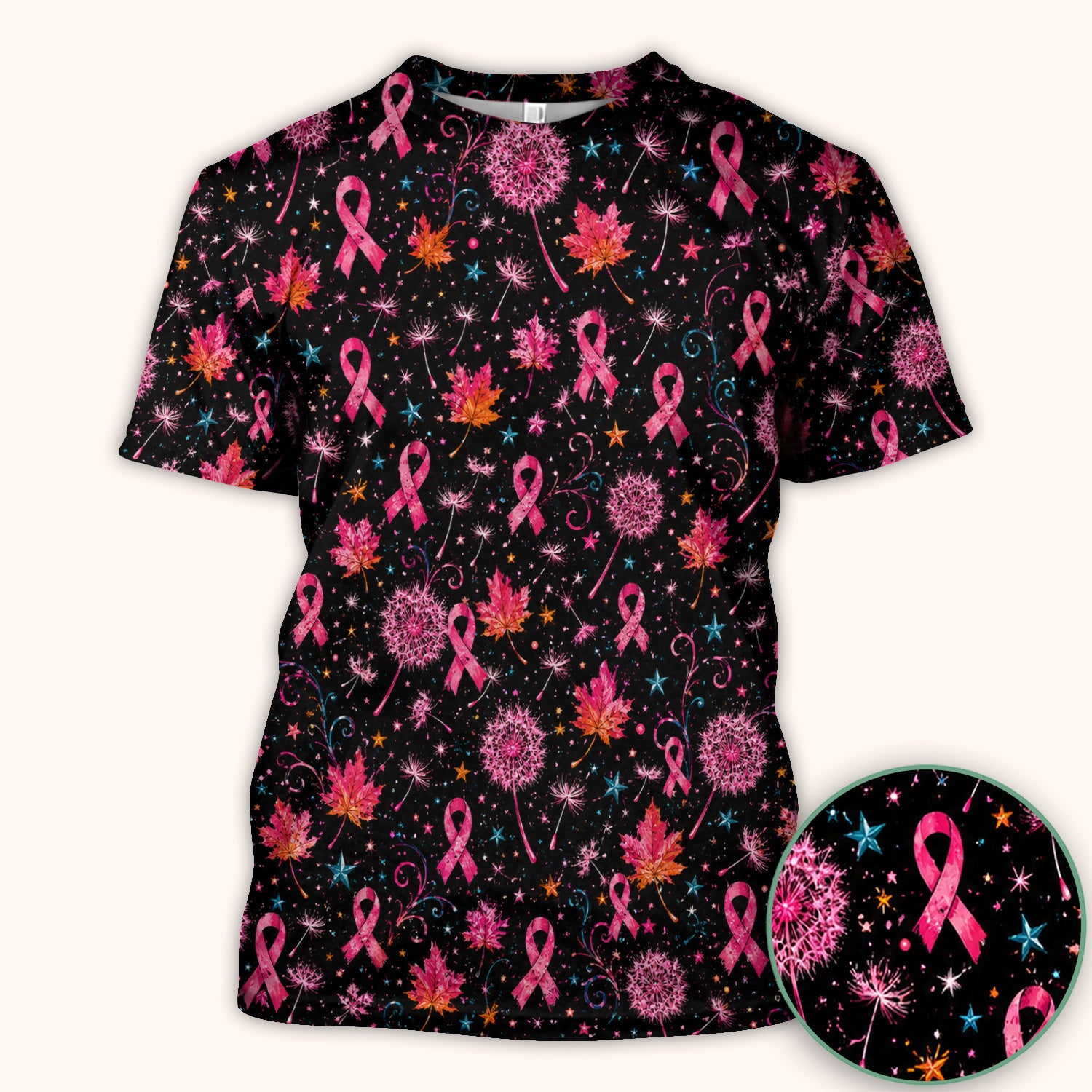Breast Cancer Awareness Pink Ribbon Fall Scrub Top, Comfortable Scrubs for Nurses