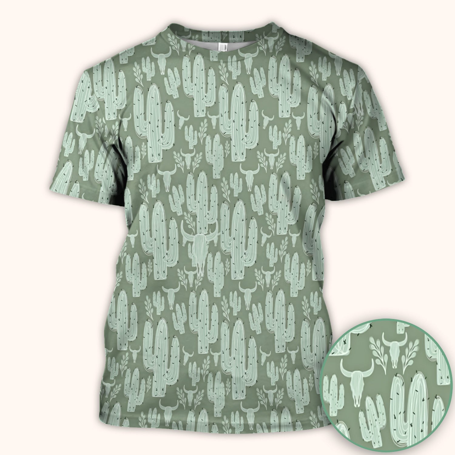 Funny Desert Cactus Skull Pattern Scrub Top, Comfortable Scrubs for Nurses