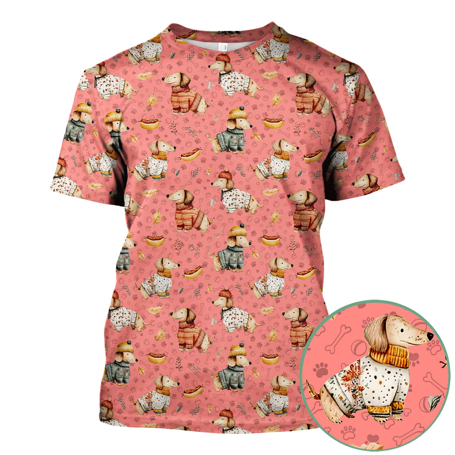Fall Wiener Dog Nurse Scrub Top - Cozy Sausage Dog Autumn Medical Shirt for Women RN CNA LPN - Thanksgiving Gift