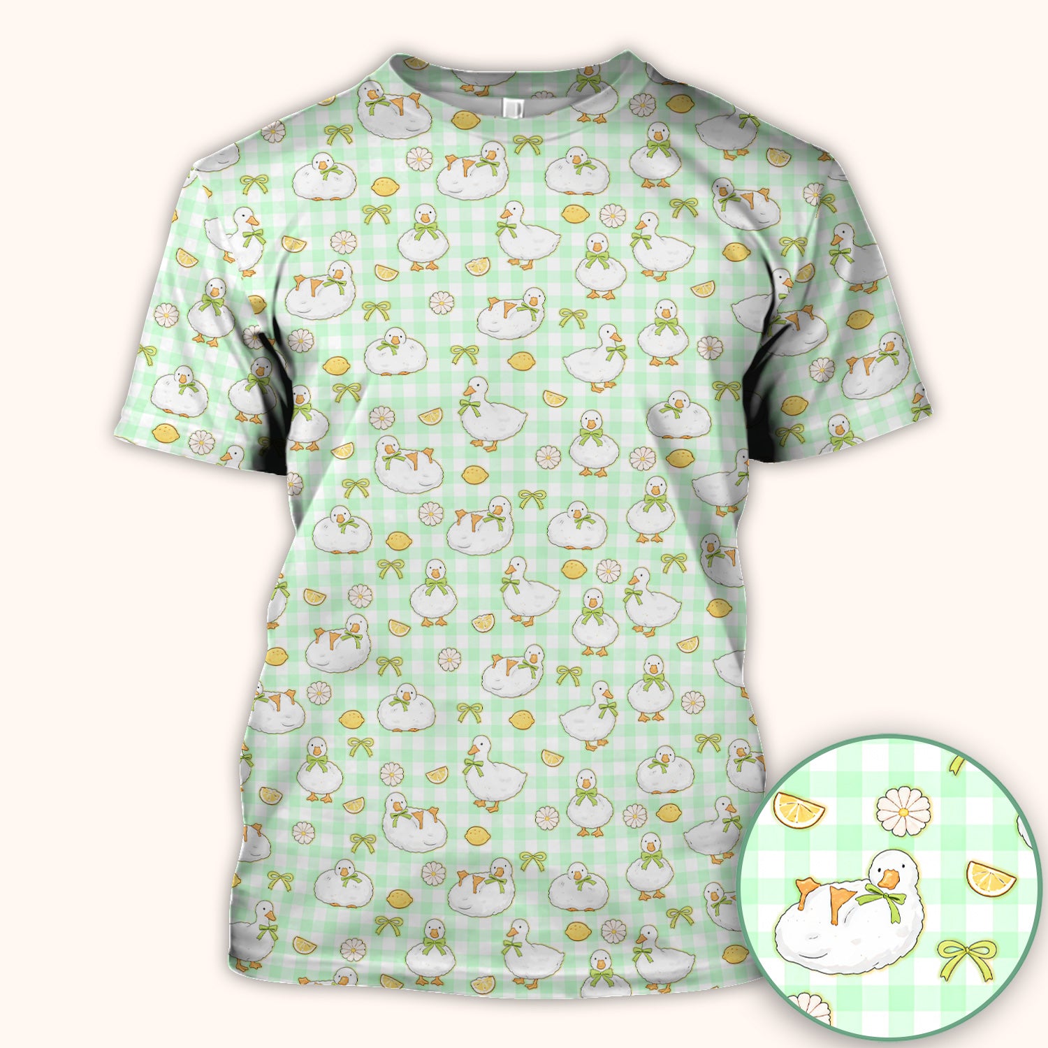 Adorable Ducks Lemon Daisy Pattern Scrubs Top, Comfortable Scrubs for Nurses