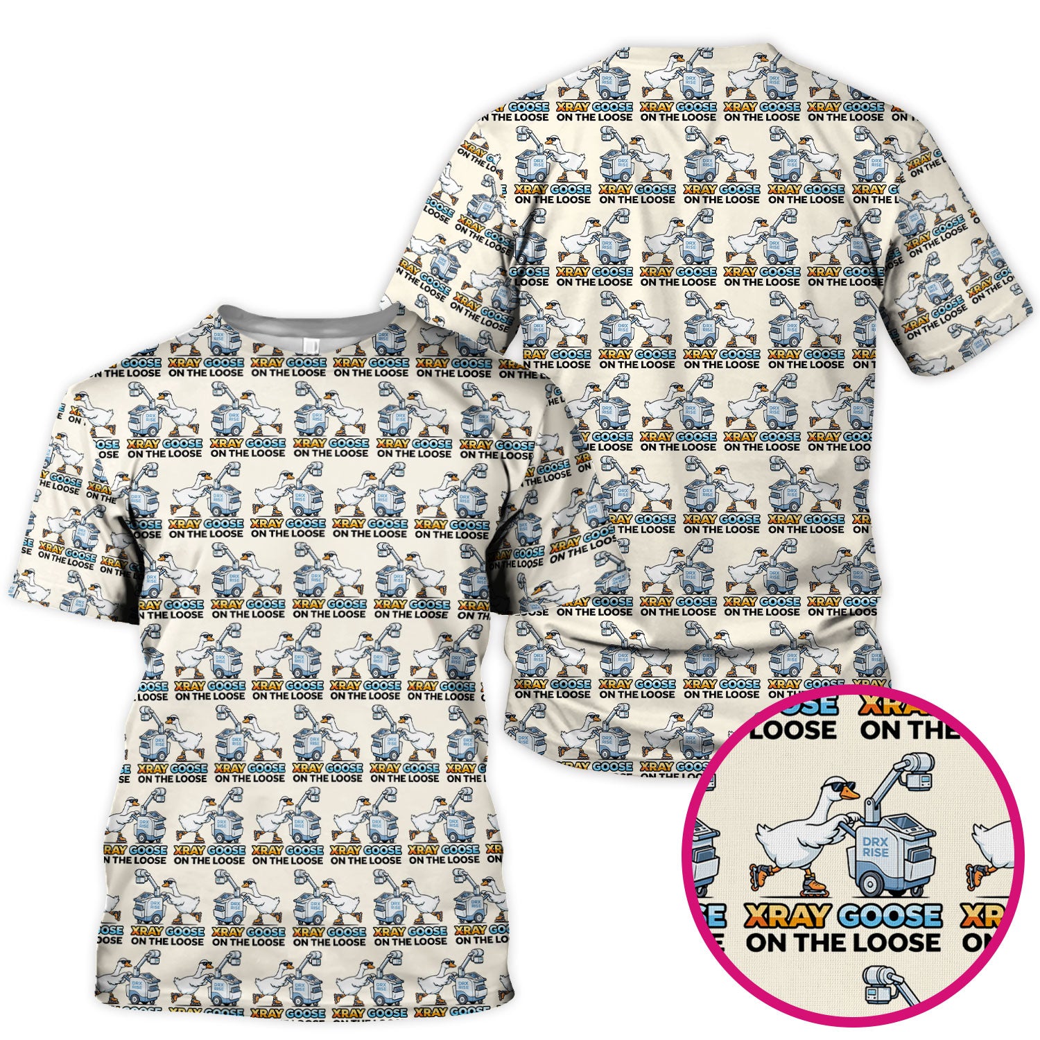 Funny Xray Goose On The Loose Pattern Scrub Top, Comfortable Scrubs for Nurses